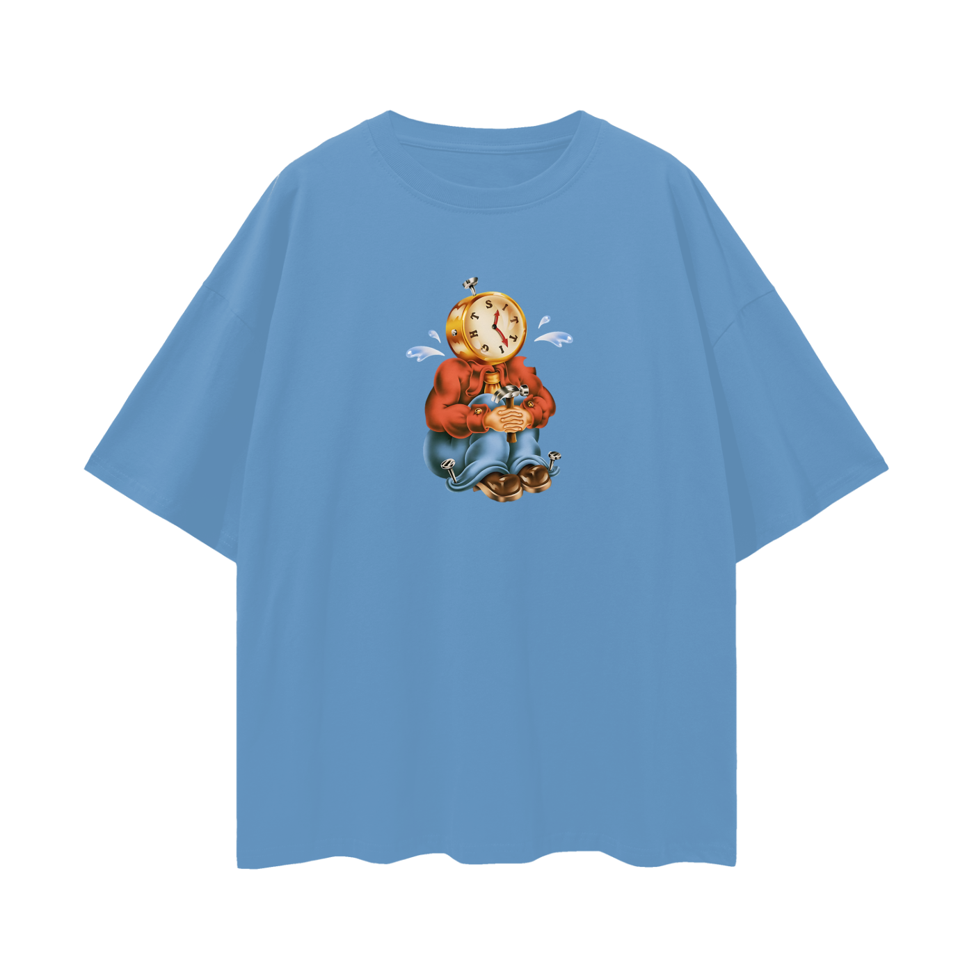 Sitting Clock Man Like 90s Y2K Vintage Like Graphic Oversized T Shirt