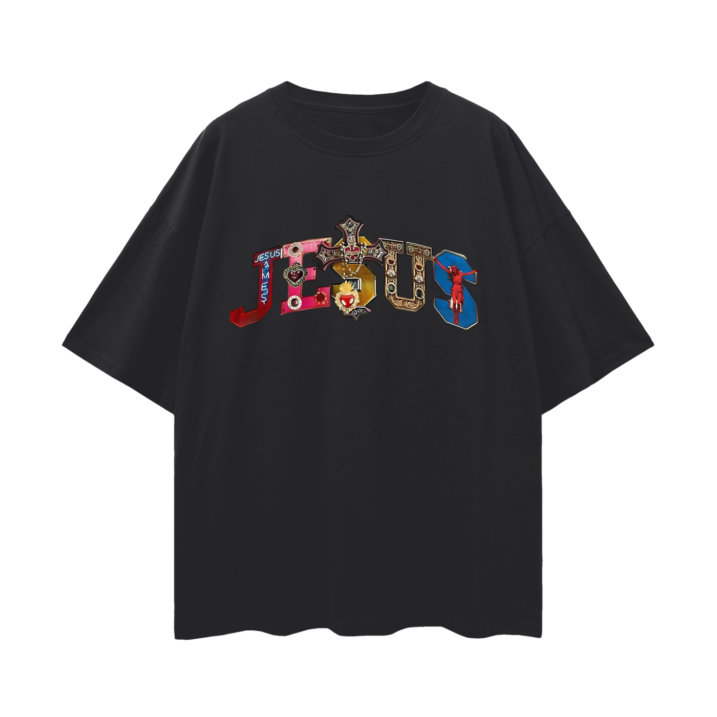 Religious Jesus Spell Out Graphic Oversized T Shirt