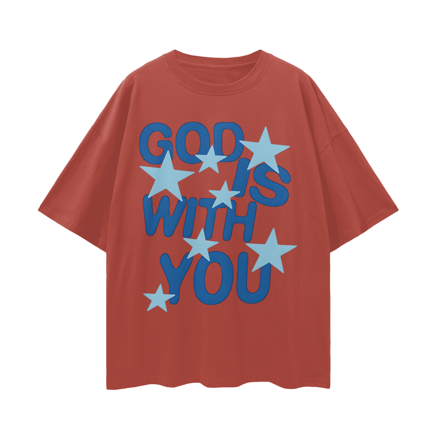 Religious God Is With You Graphic Oversized T Shirt