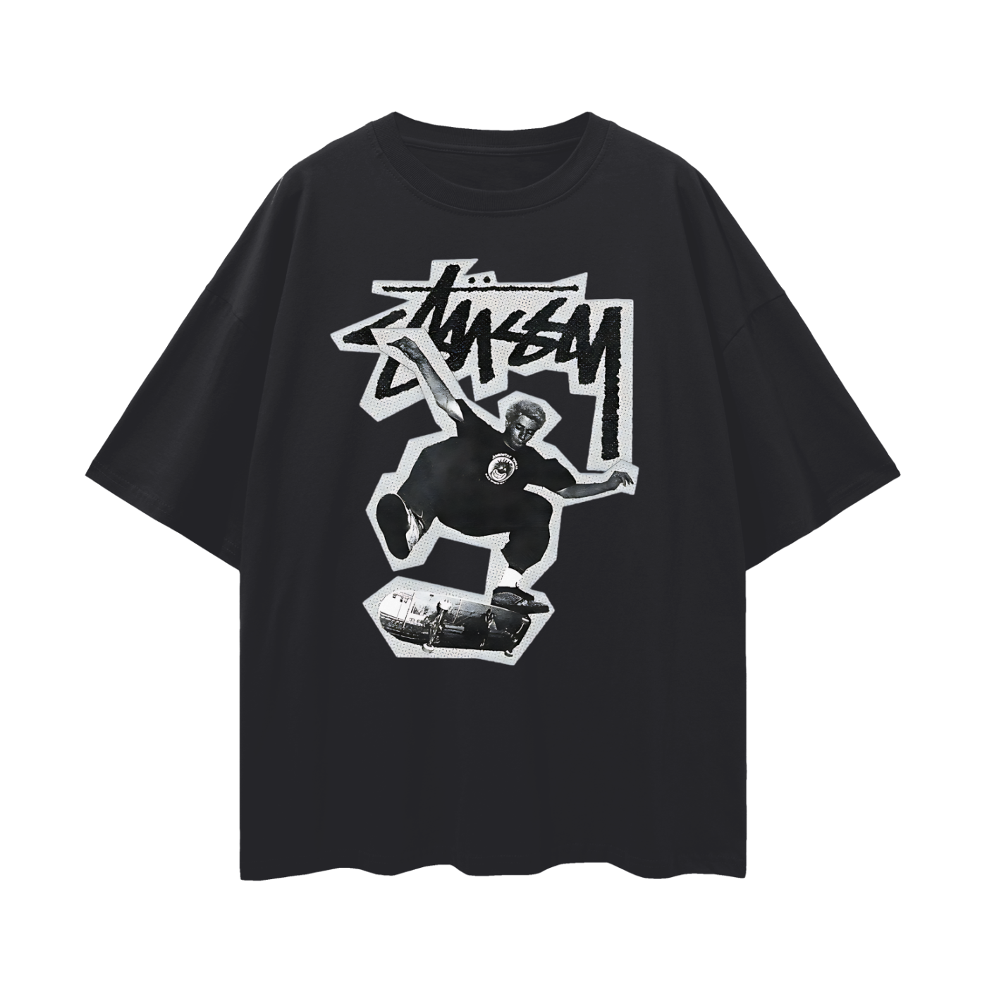 Vintage Like Stussy Skating Outlined Oversized T Shirt