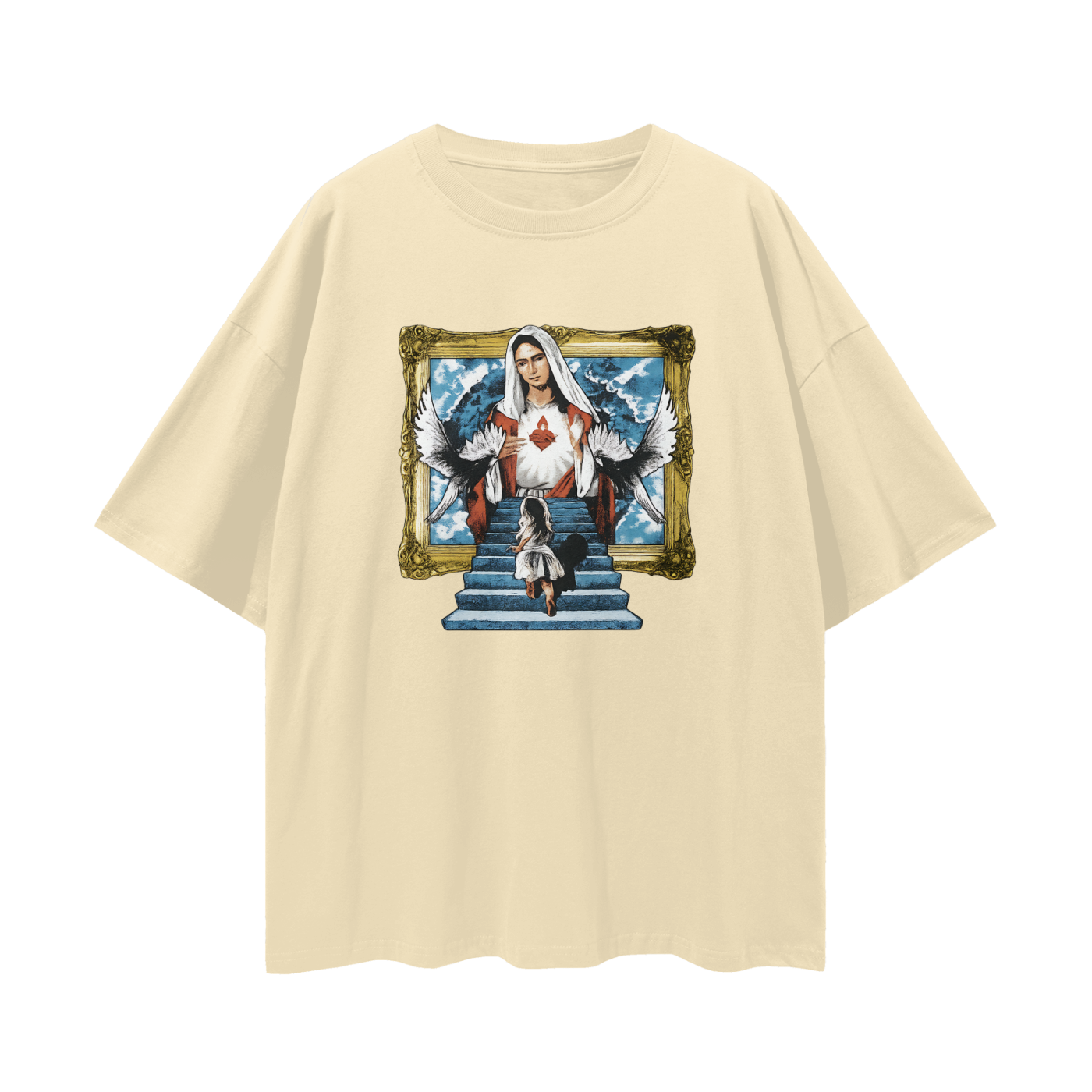 Religious Jesus Stairway To Heaven Graphic Oversized T Shirt