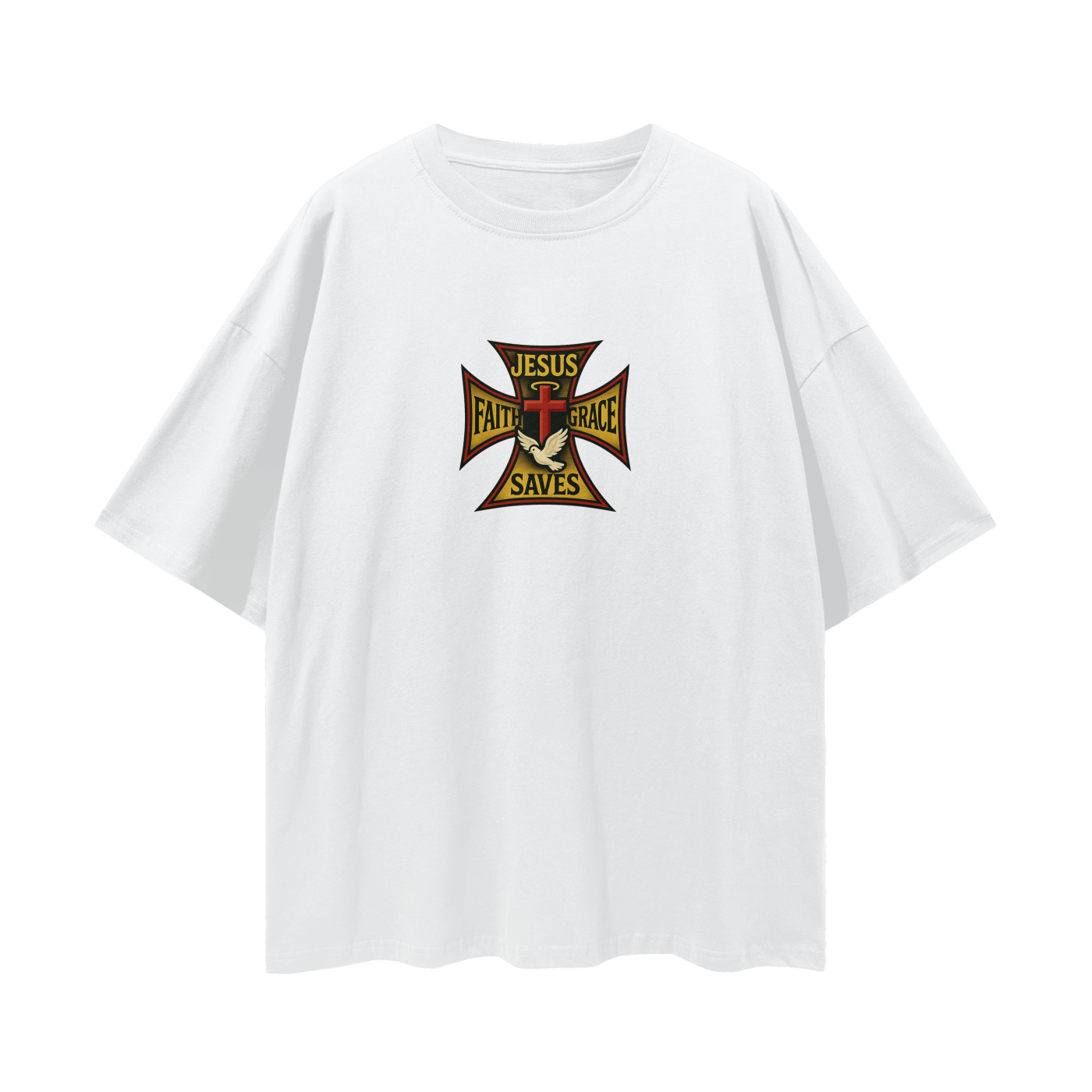 Religious Jesus Saves West Coast Choppers Like Graphic Oversized T Shirt