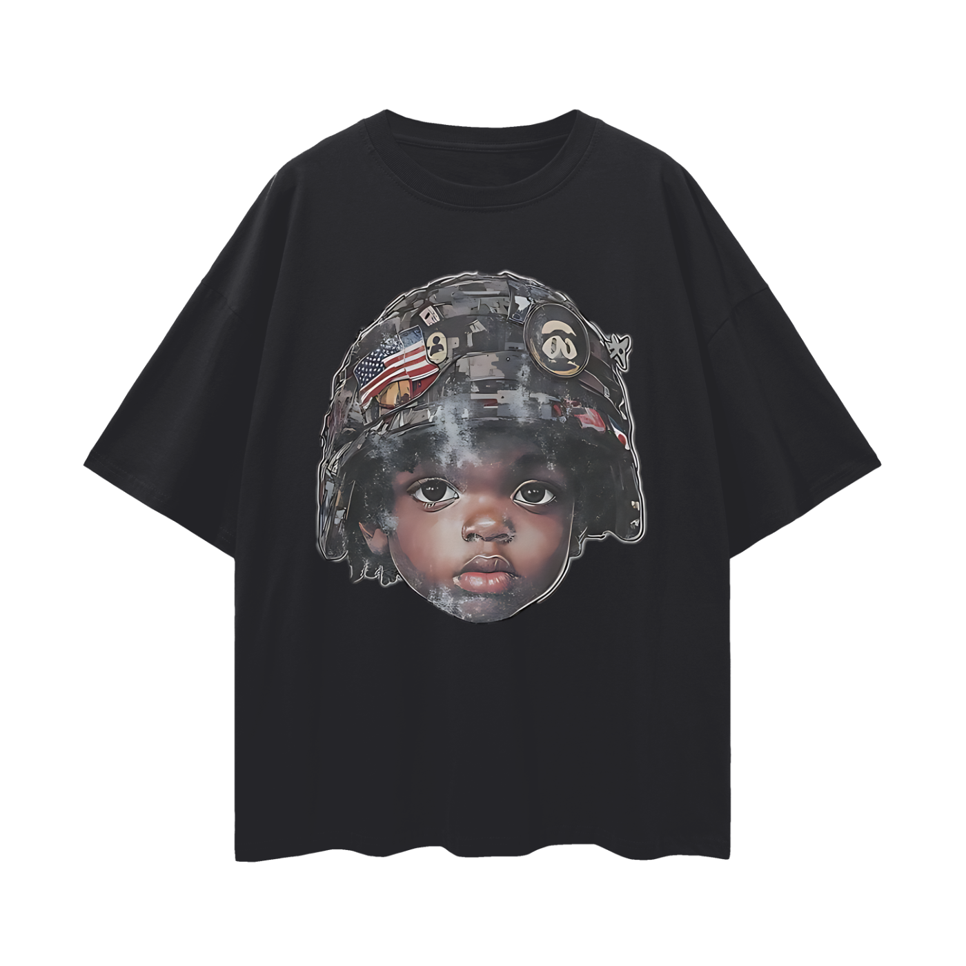Vintage Like Baby War Helmet Oversized T Shirt