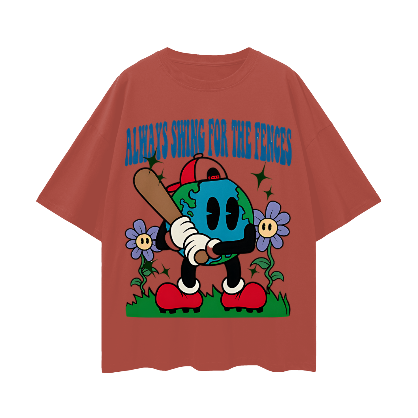Swing For The Fences Baseball Graphic Oversized T Shirt