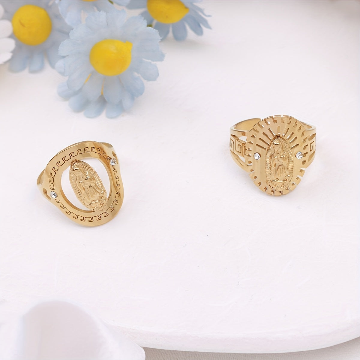 Religious Style Gold Virgin Mary Ring