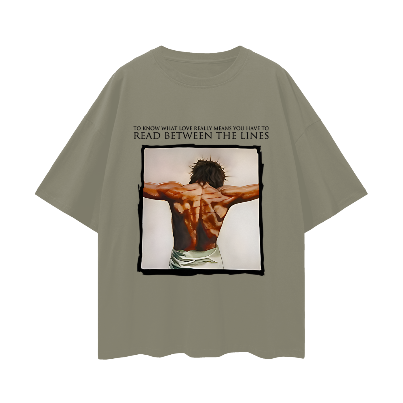 Religious Jesus Read Between The Lines Graphic Oversized T Shirt