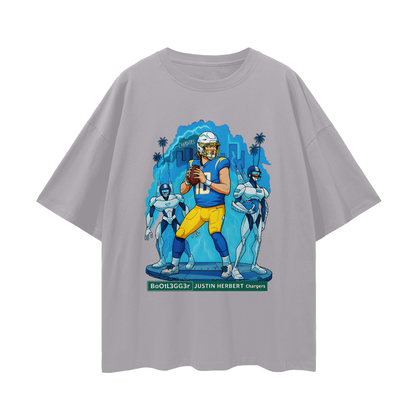 Vintage/Y2K Chargers Justin Herbert Downtown Bootlegger Oversized T Shirt