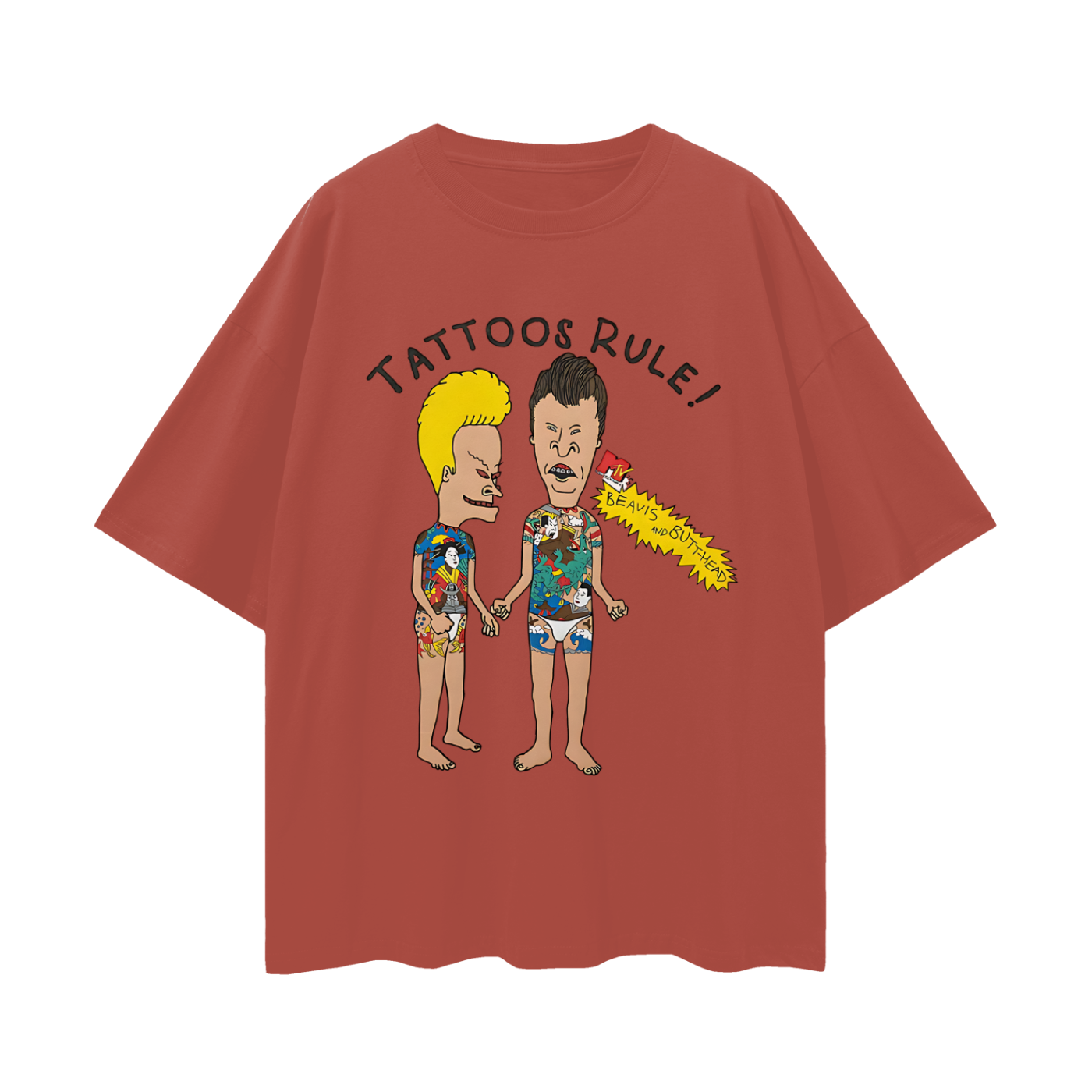 Beavis & Butthead Tattoos Rule 90s Vintage Like Graphic Oversized T Shirt