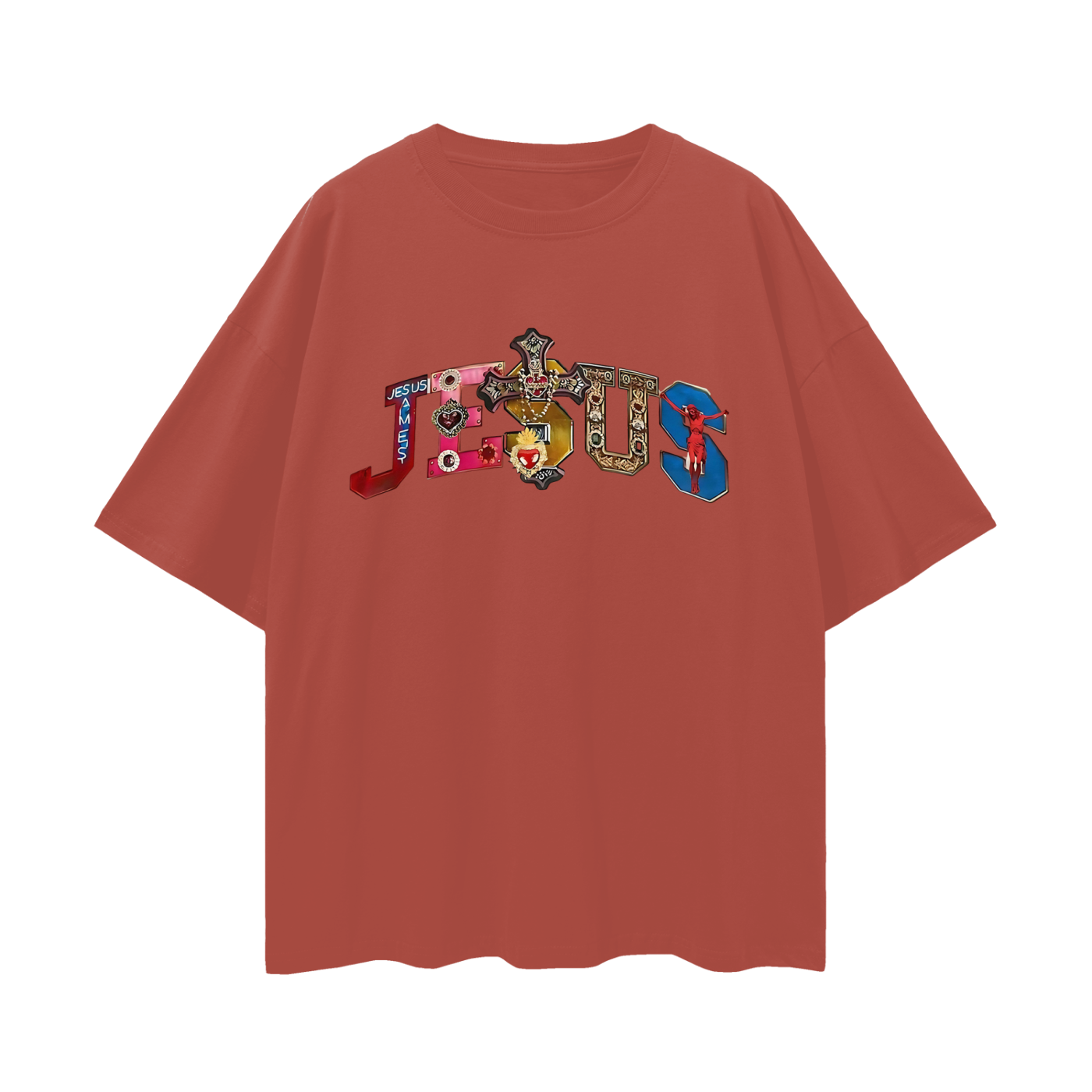 Religious Jesus Spell Out Graphic Oversized T Shirt