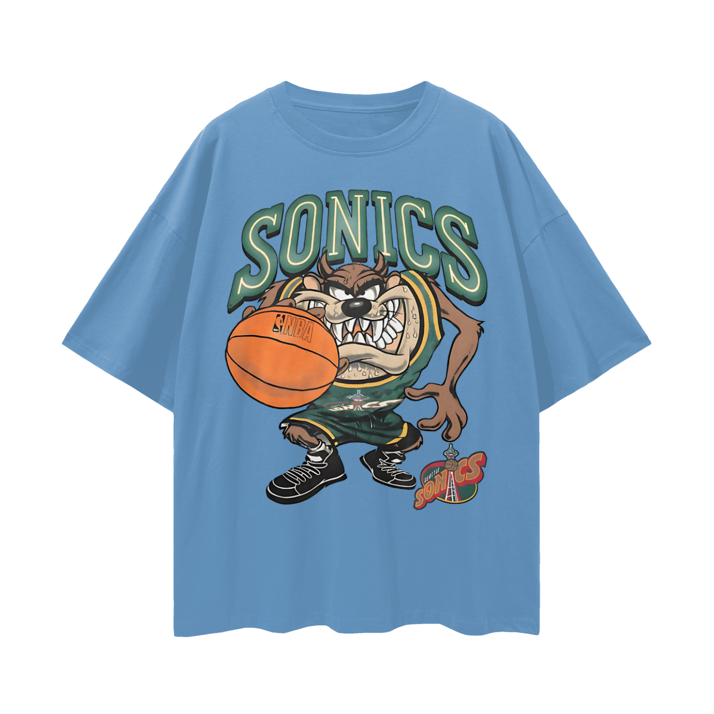Seattle Sonics Taz The Tasmania Devil 90s Vintage Like Graphic Oversized T Shirt