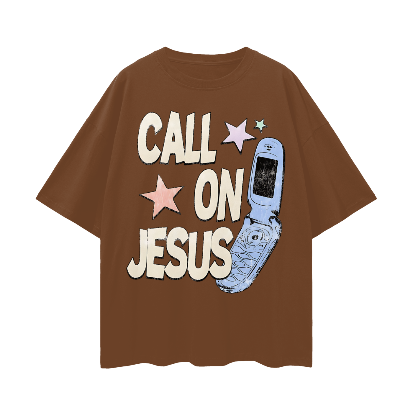 Religious Call On Jesus Graphic Oversized T Shirt