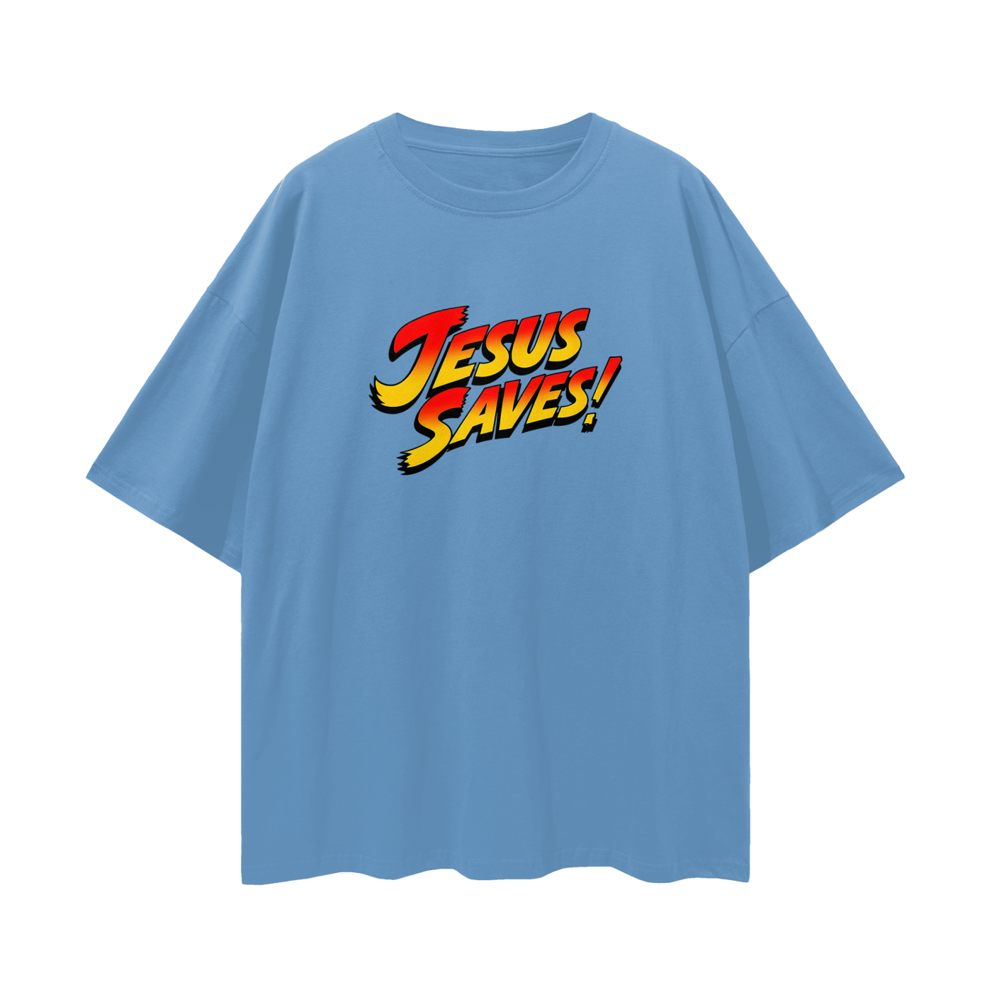 Religious Jesus Saves Street Fighter Like Graphic Oversized T Shirt
