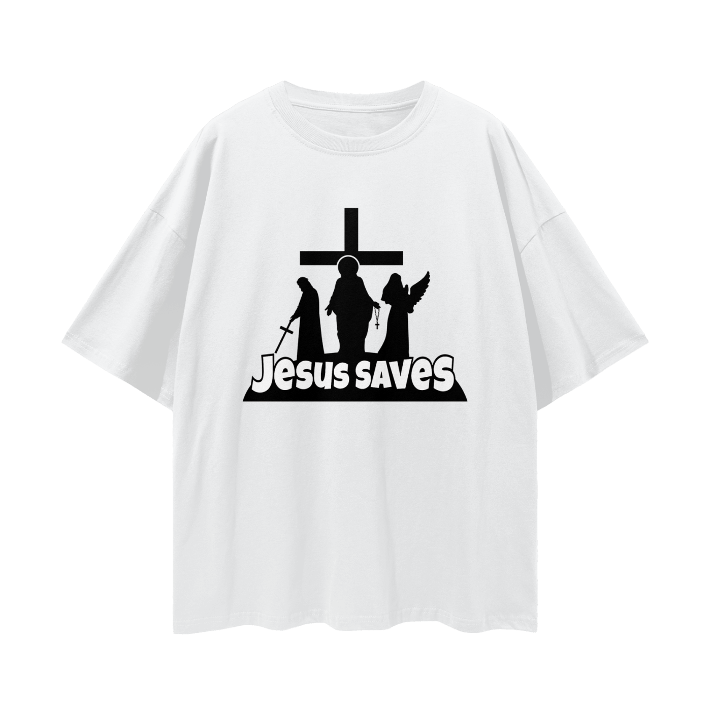 Religious Jesus Saves Fortnite Like Graphic Oversized T Shirt