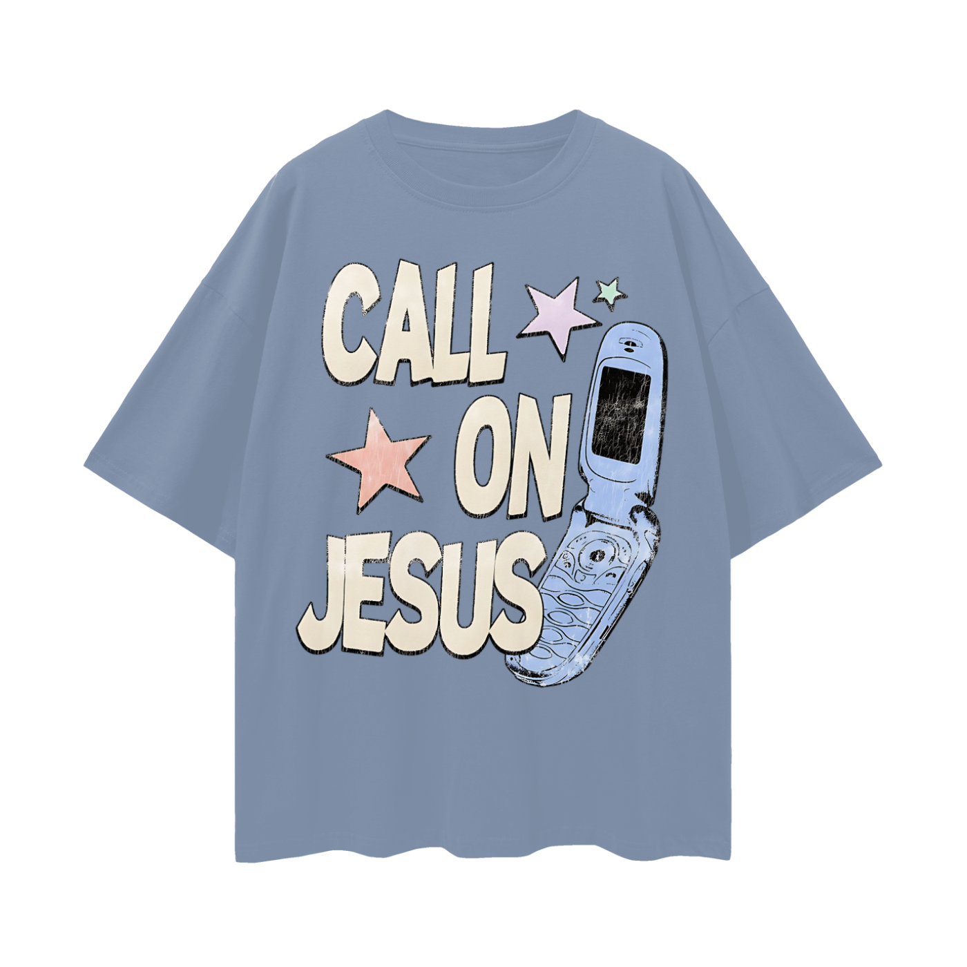 Religious Call On Jesus Graphic Oversized T Shirt