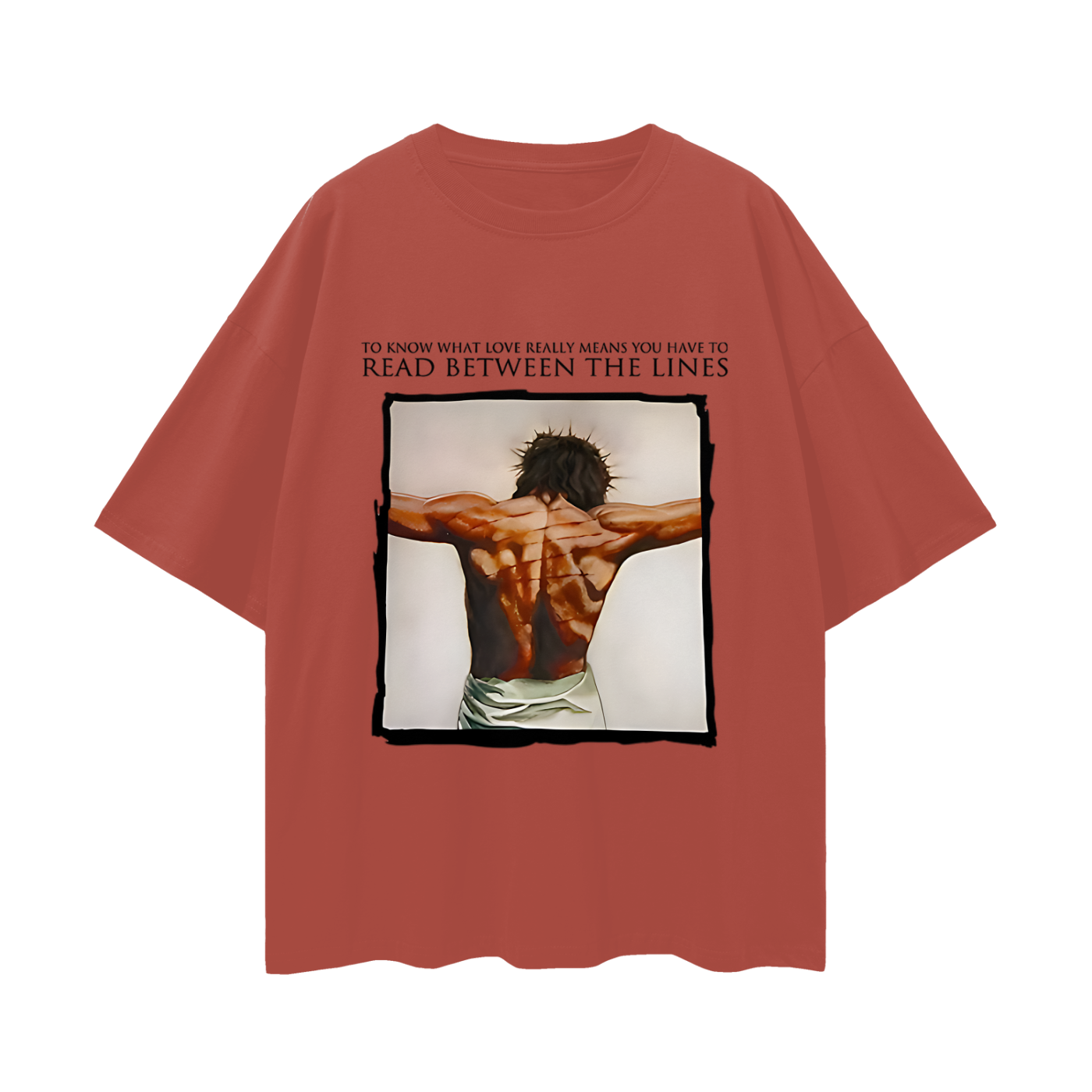 Religious Jesus Read Between The Lines Graphic Oversized T Shirt