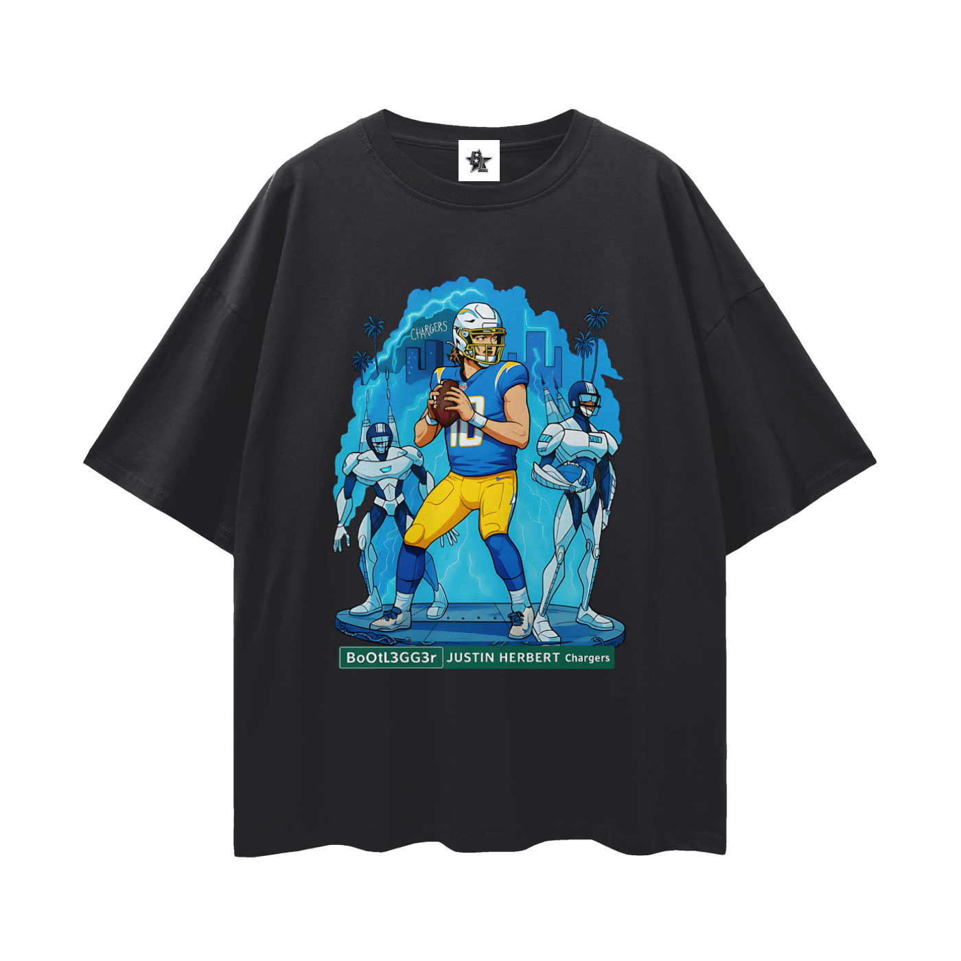 Vintage/Y2K Chargers Justin Herbert Downtown Bootlegger Oversized T Shirt