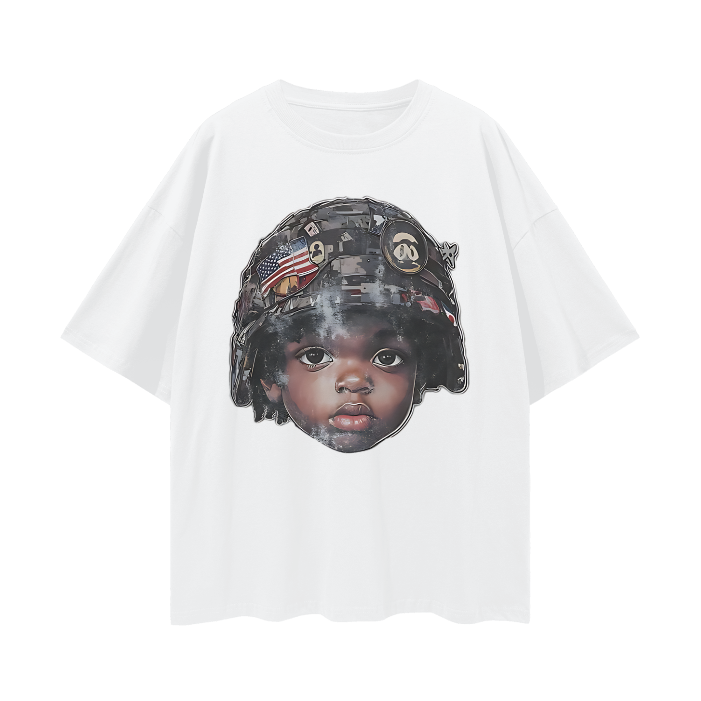 Vintage Like Baby War Helmet Oversized T Shirt