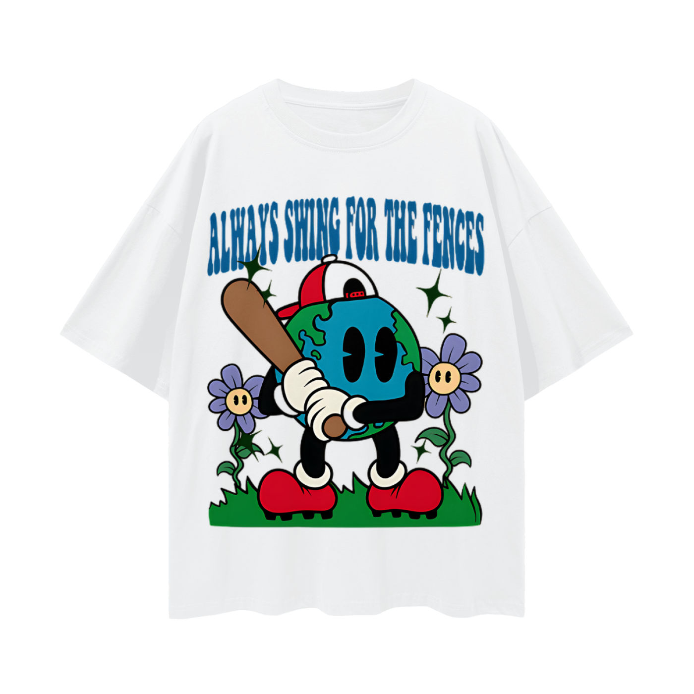 Swing For The Fences Baseball Graphic Oversized T Shirt