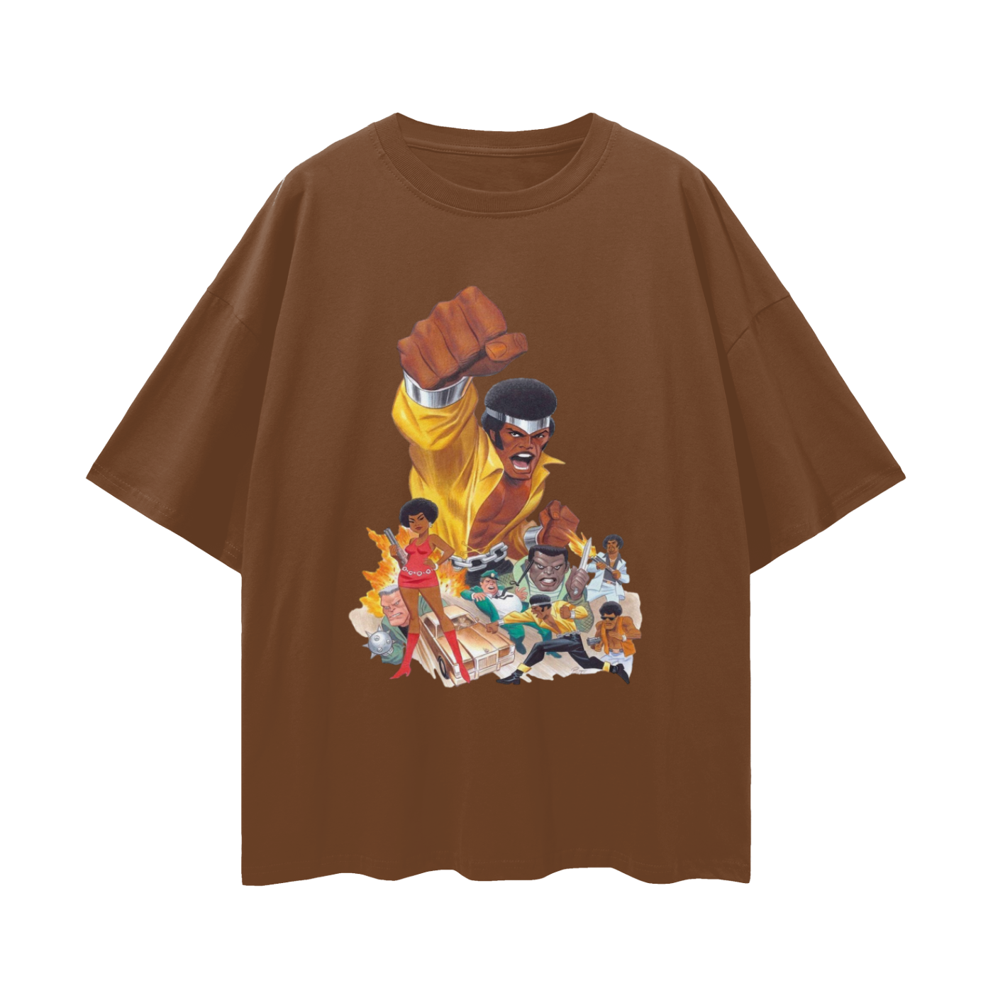 Bruce Timm’s Power Man 90s Vintage Like Graphic Oversized T Shirt