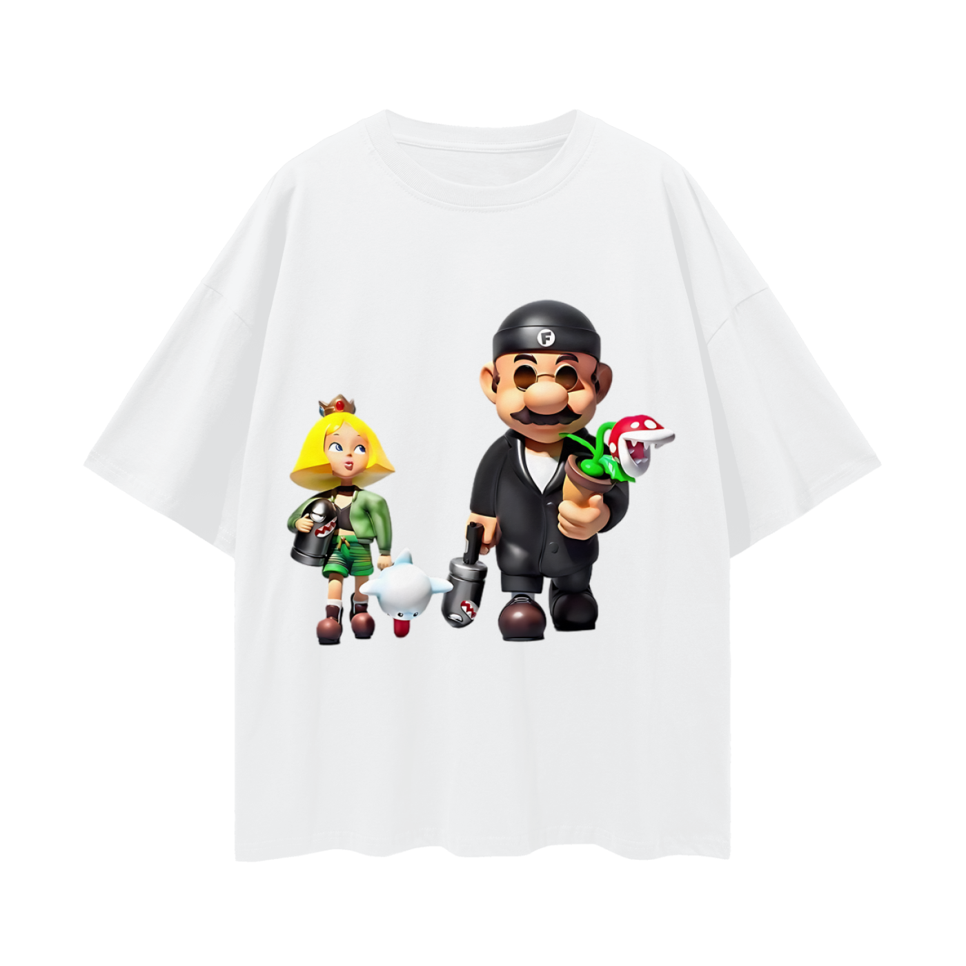 Vintage Like Super Mario Peach Leon Y2K Graphic Oversized T Shirt