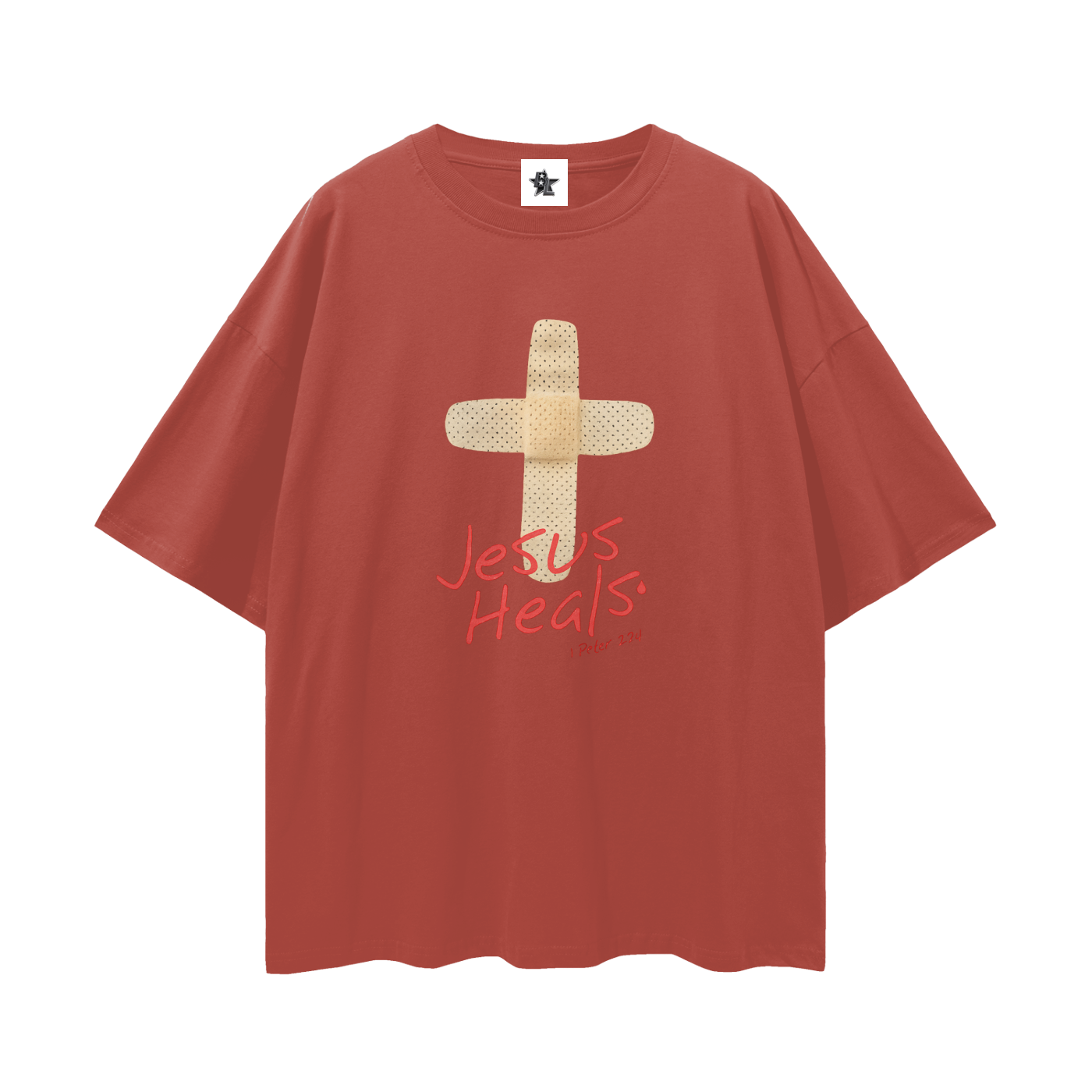 Religous Vintage/Y2K Jesus Heals Band Aid Oversized T Shirt