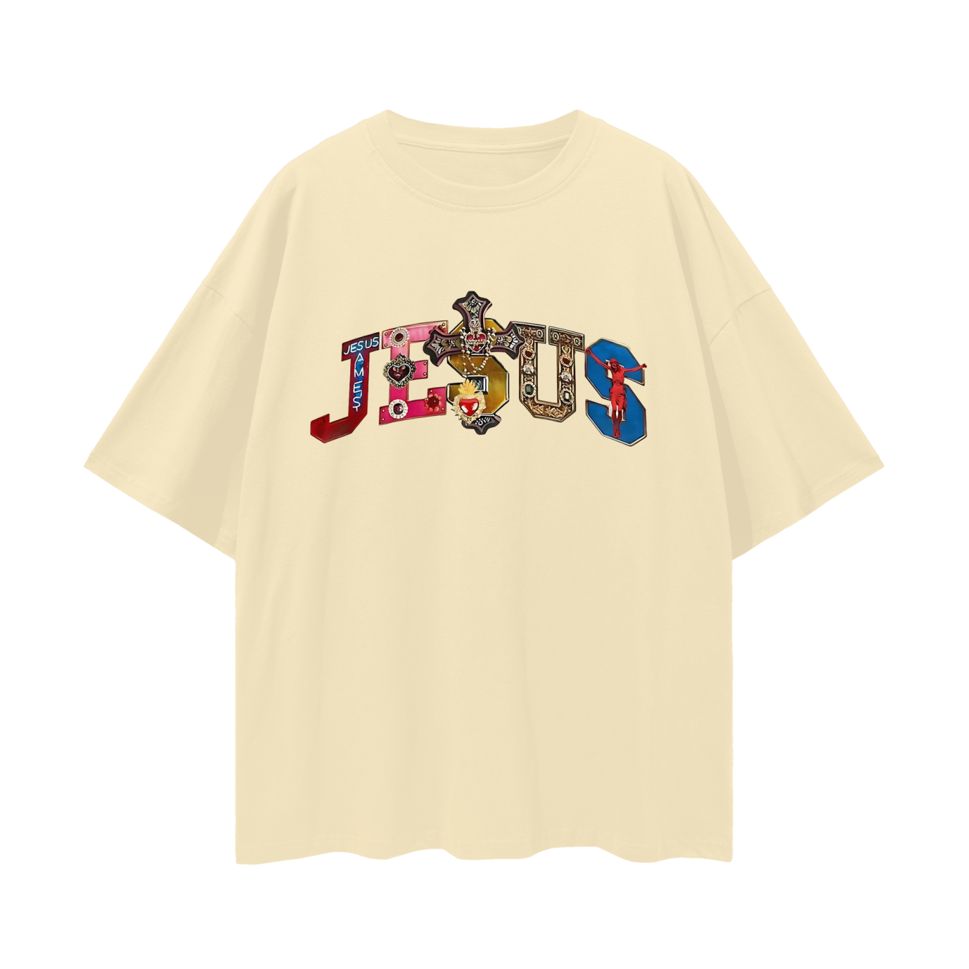 Religious Jesus Spell Out Graphic Oversized T Shirt