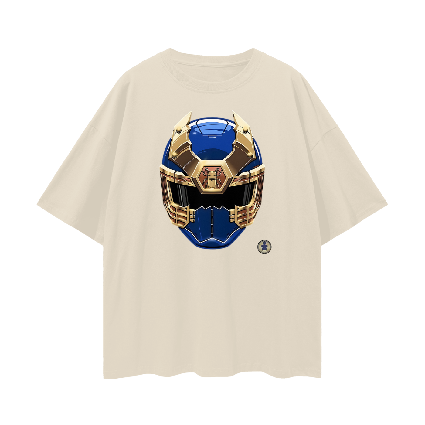 Vintage Like Blue Power Ranger Ninja Mask Oversized T Shirt