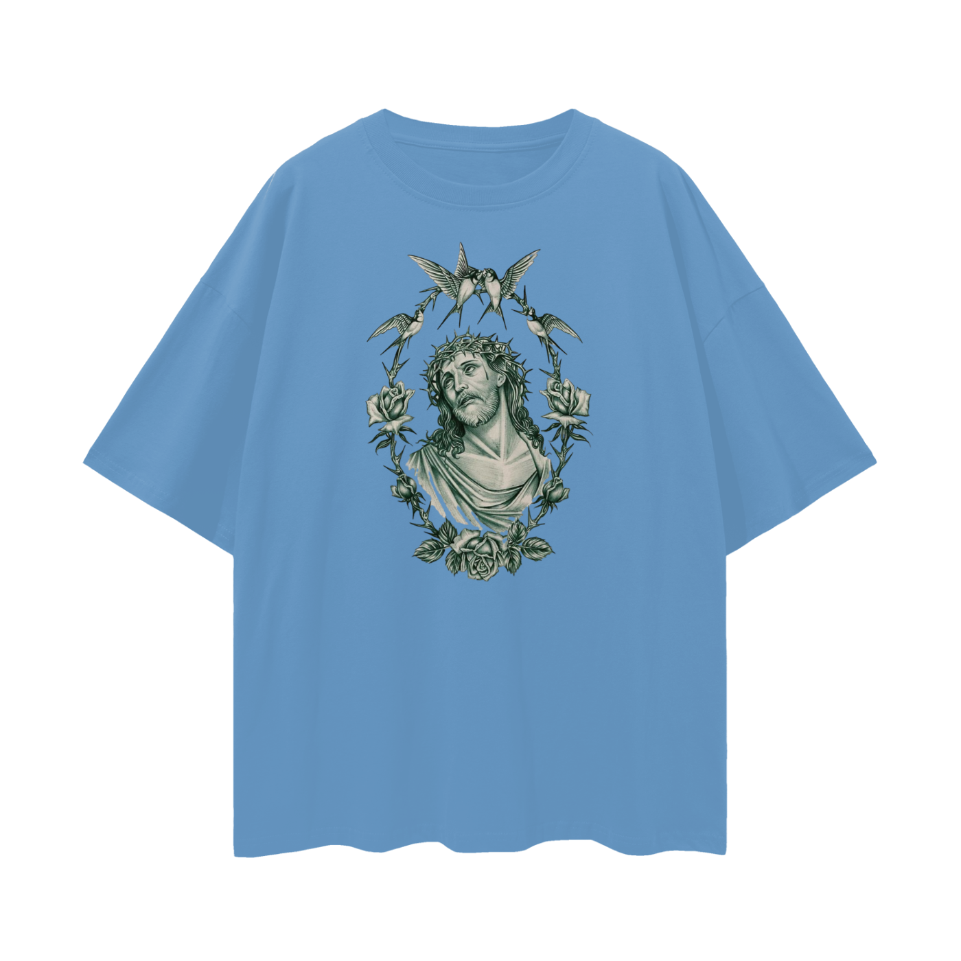 Vintage Like Jesus Roses Graphic Oversized T Shirt
