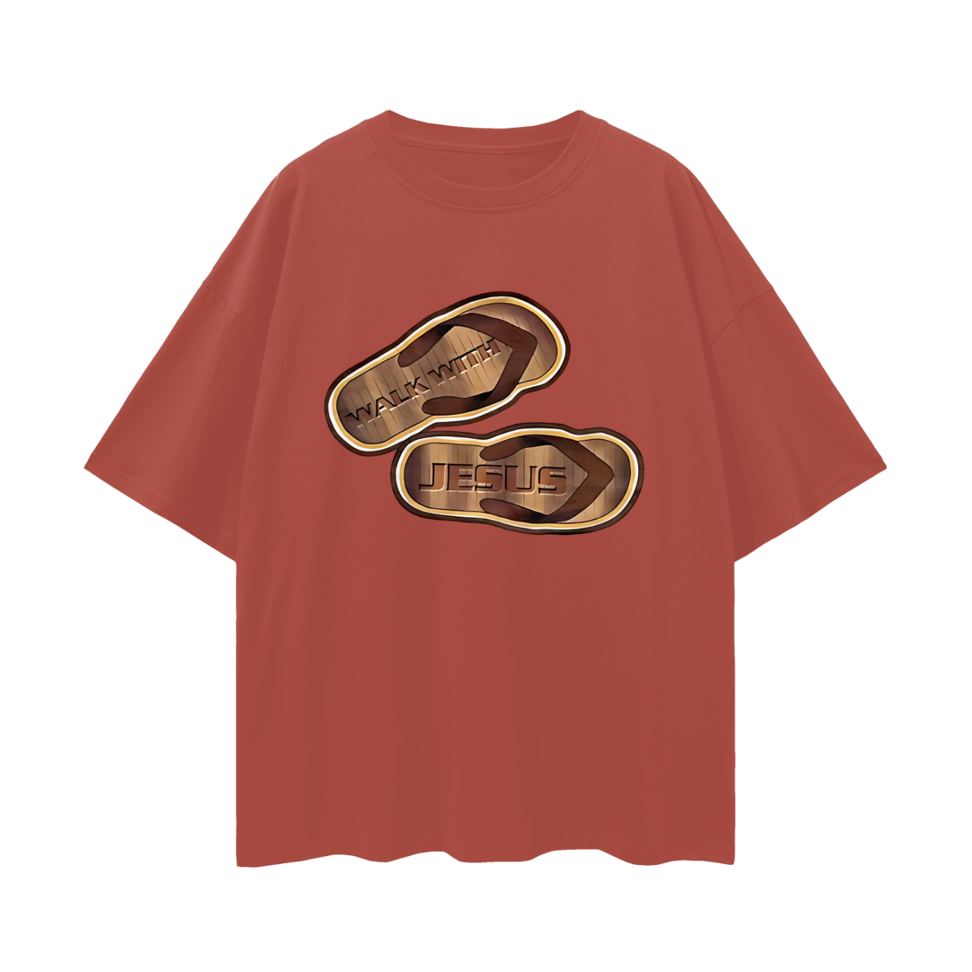 Religious Jesus Walk With Me Sandals Graphic Oversized T Shirt