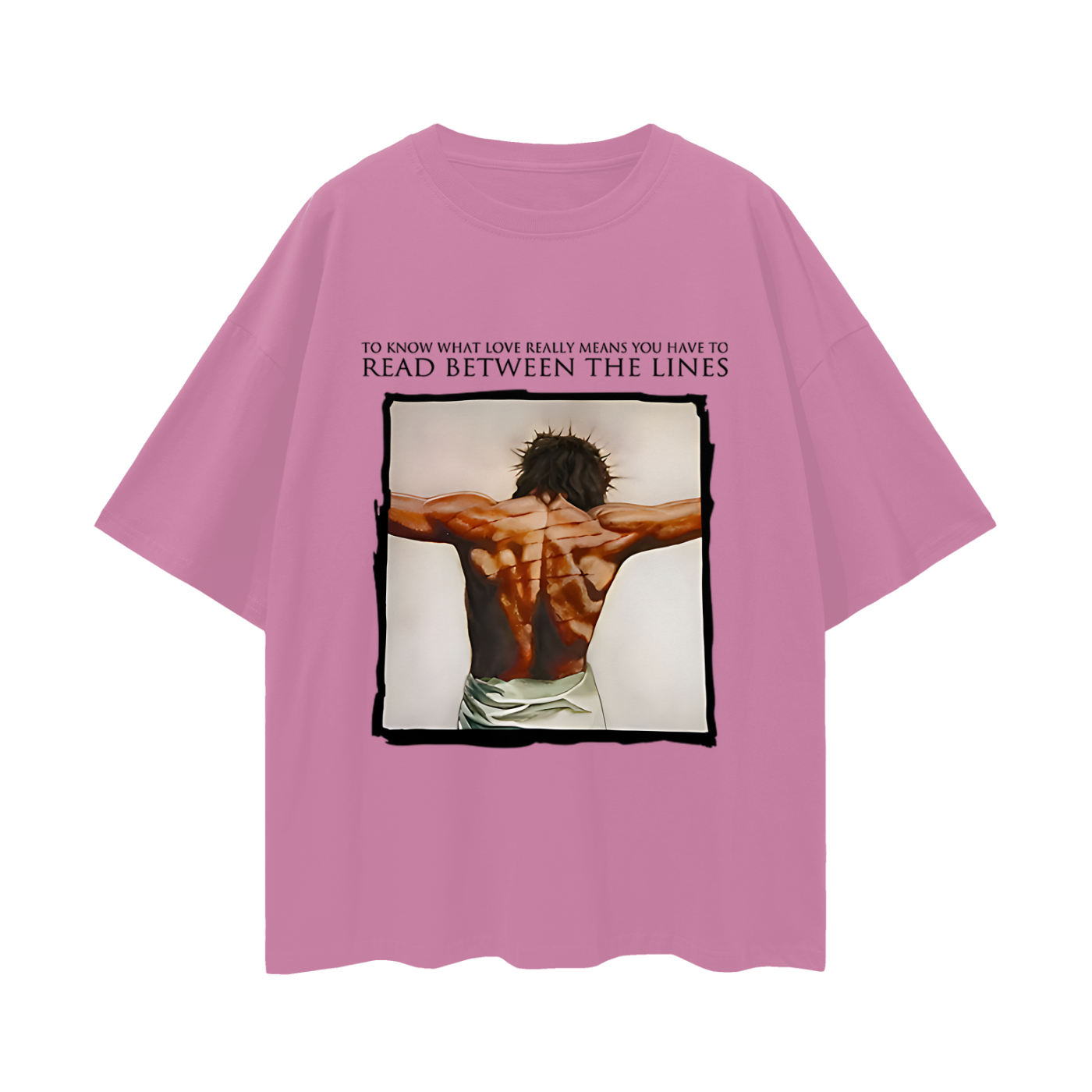 Religious Jesus Read Between The Lines Graphic Oversized T Shirt