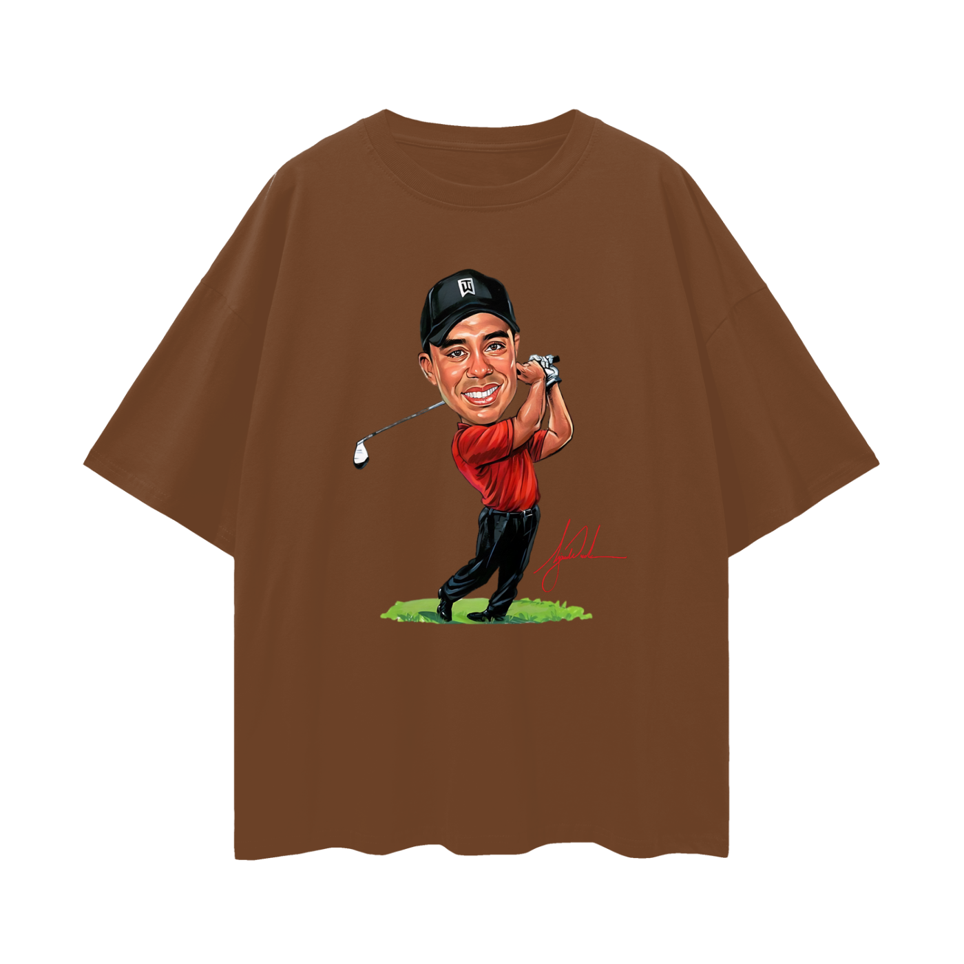 Vintage Like Tiger Wood Cartoon Graphic Oversized T Shirt