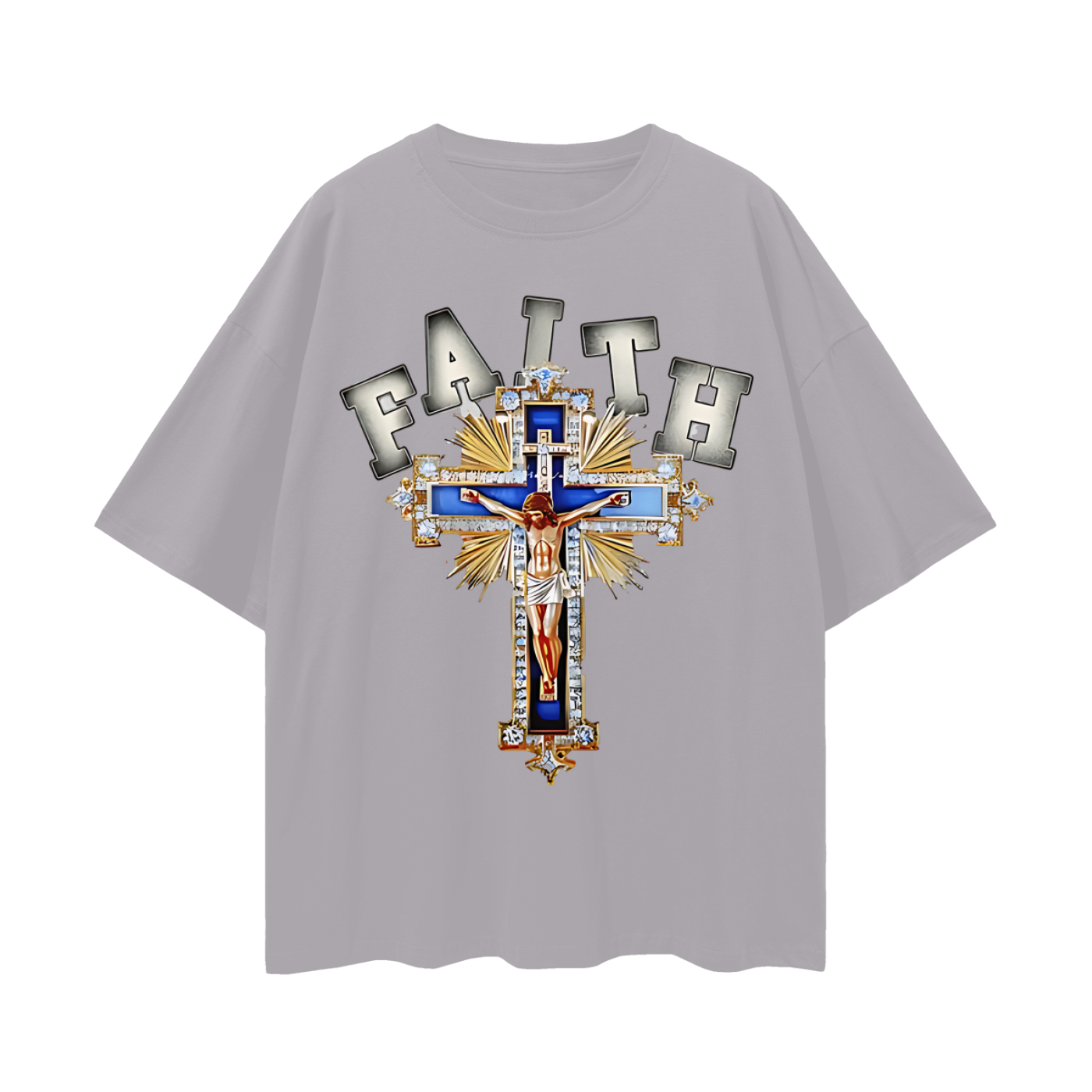 Religious Jesus Faith Cross Y2K Vintage Like Graphic Oversized T Shirt