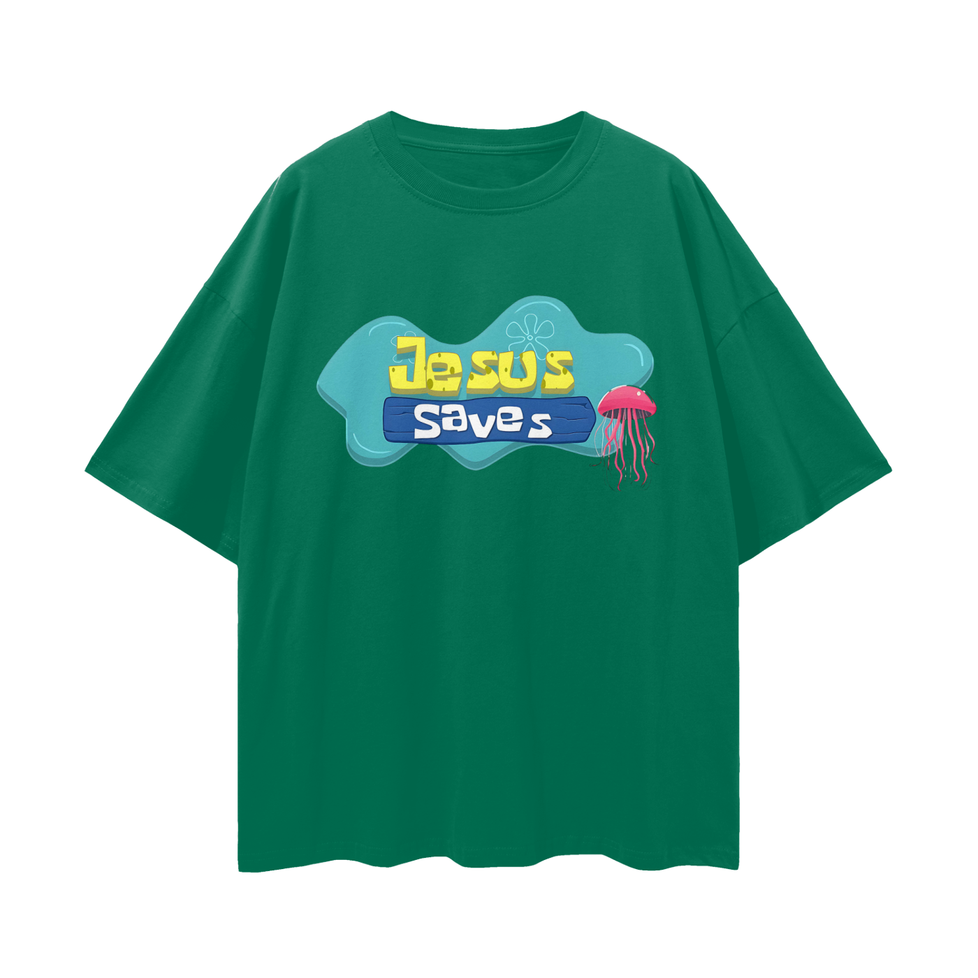 Religious Jesus Saves Spongebob Graphic Oversized T Shirt