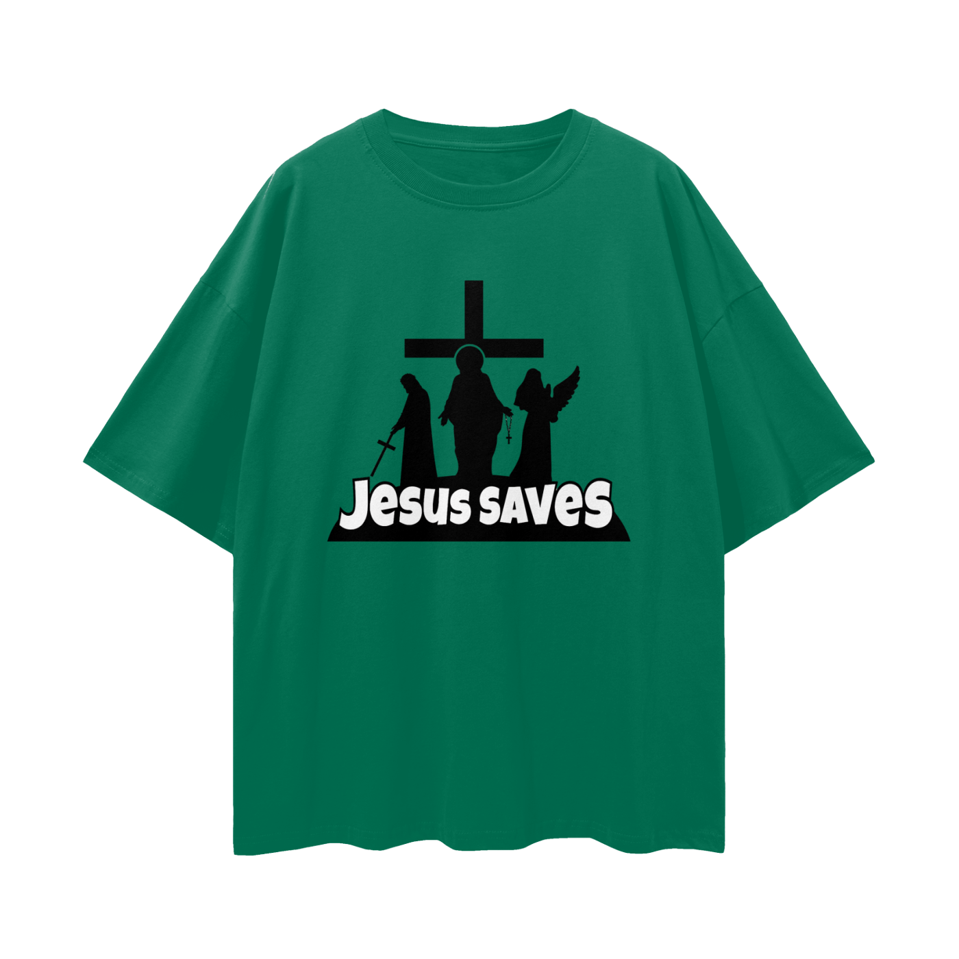 Religious Jesus Saves Fortnite Like Graphic Oversized T Shirt