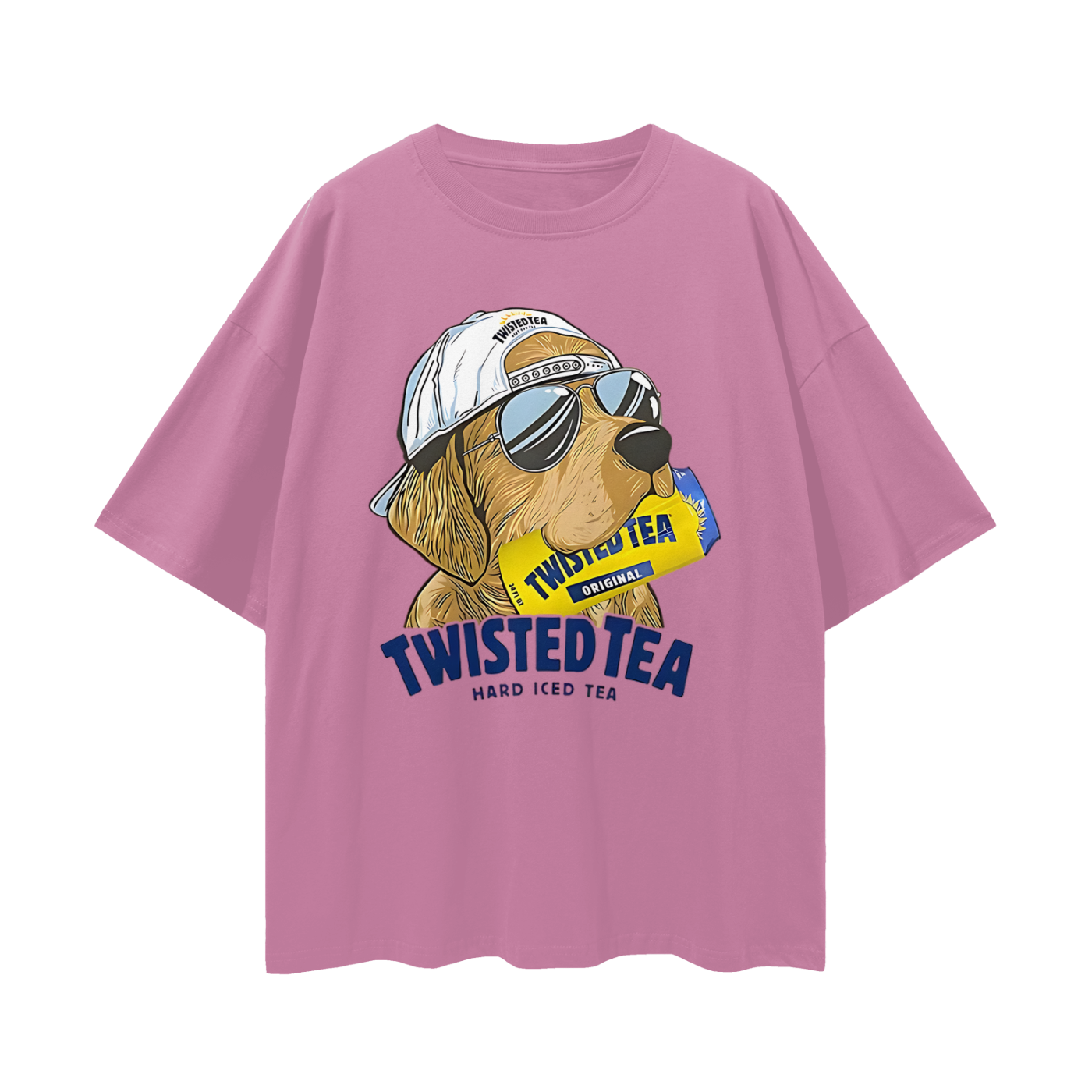 Golden Retriever Funny Twisted Teas Drink Graphic Oversized T Shirt