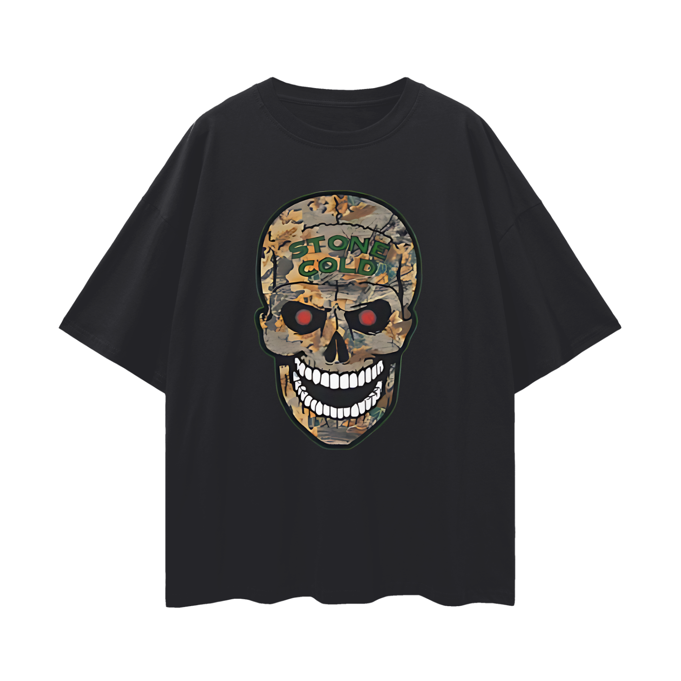 Vintage Like Camo Skull Cold Stone Steve Austin Oversized T Shirt