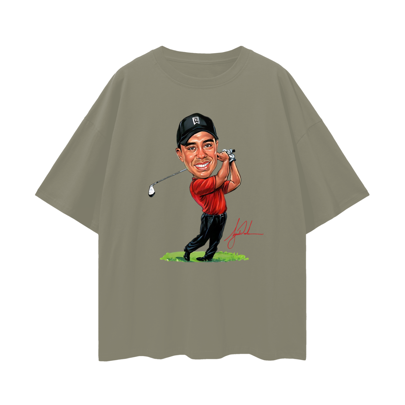 Vintage Like Tiger Wood Cartoon Graphic Oversized T Shirt
