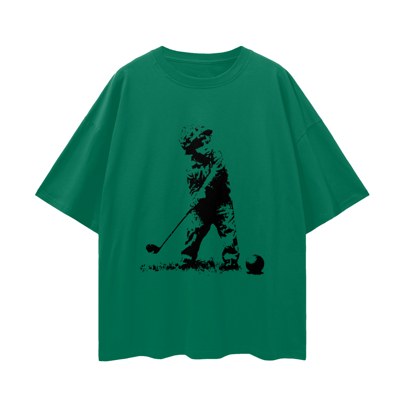 Kid Soldier Golfing Graphic Oversized T Shirt
