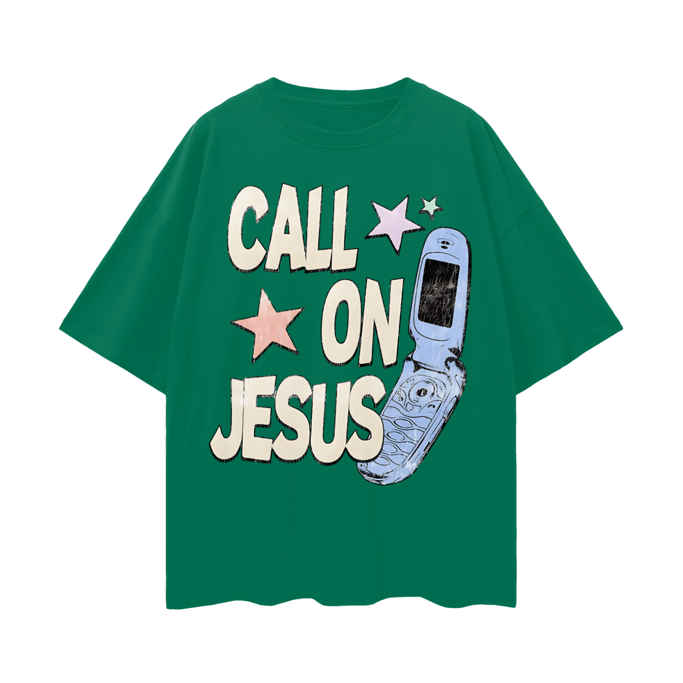 Religious Call On Jesus Graphic Oversized T Shirt
