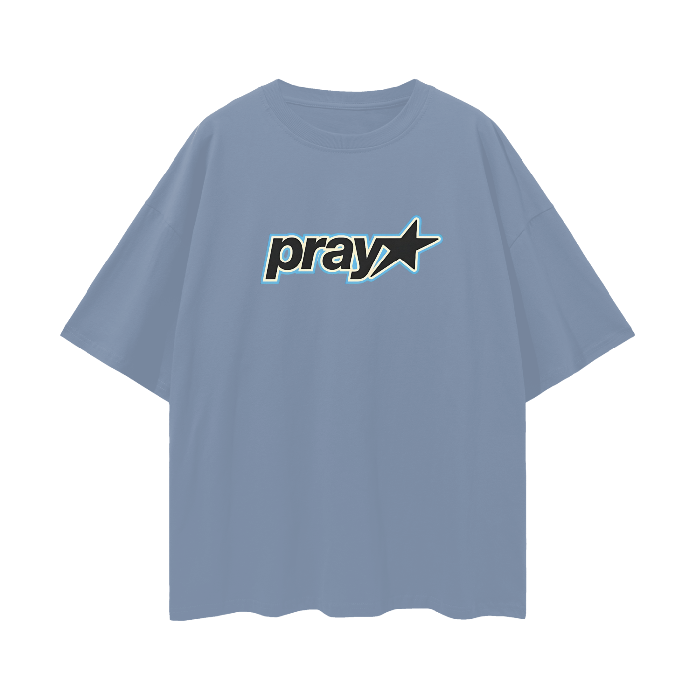 Religious Pray With Star Graphic Oversized T Shirt