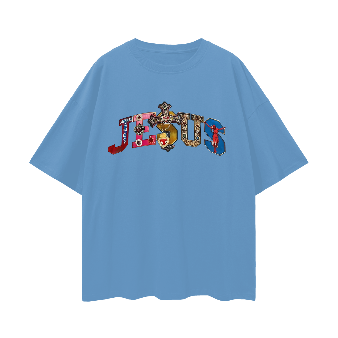Religious Jesus Spell Out Graphic Oversized T Shirt