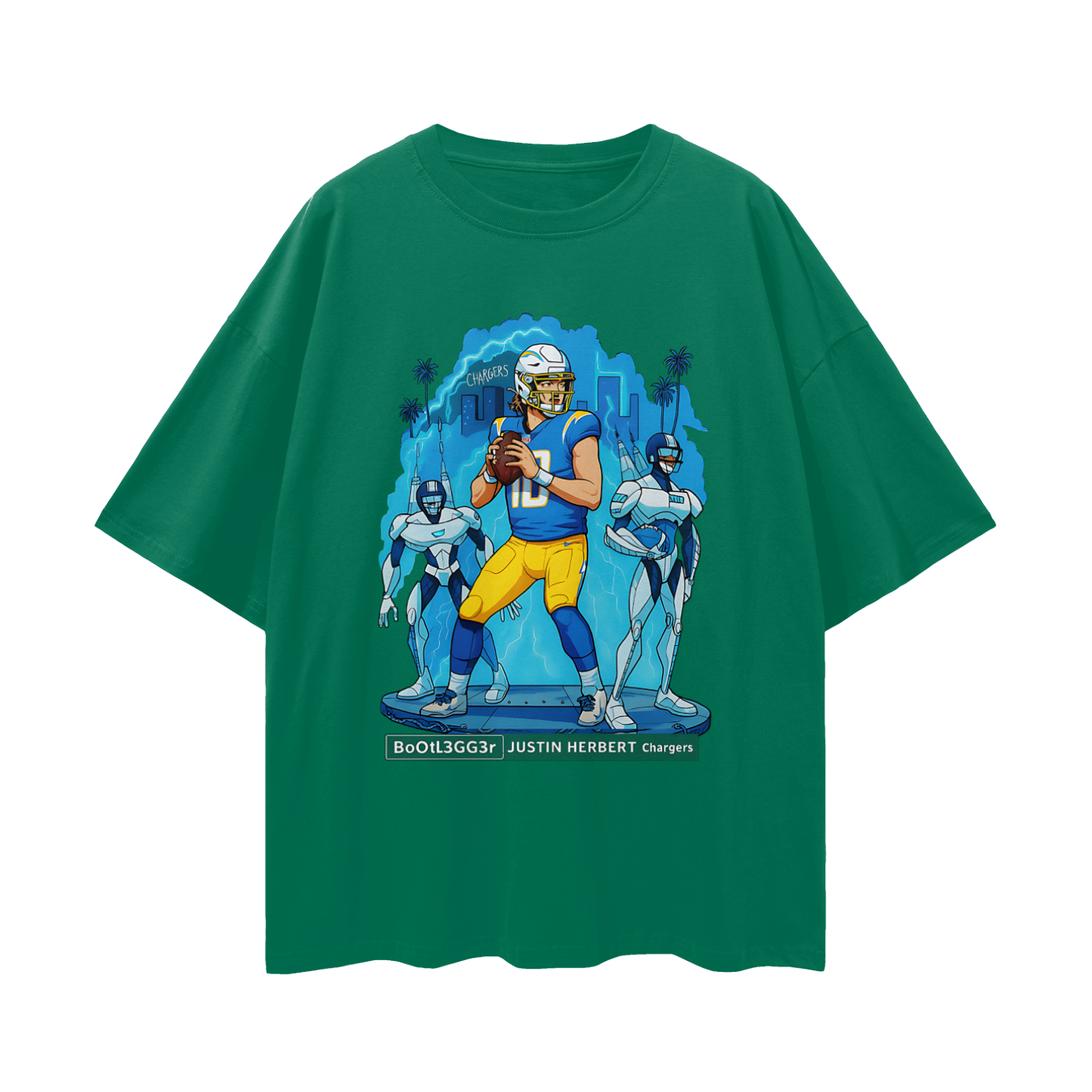 Vintage/Y2K Chargers Justin Herbert Downtown Bootlegger Oversized T Shirt