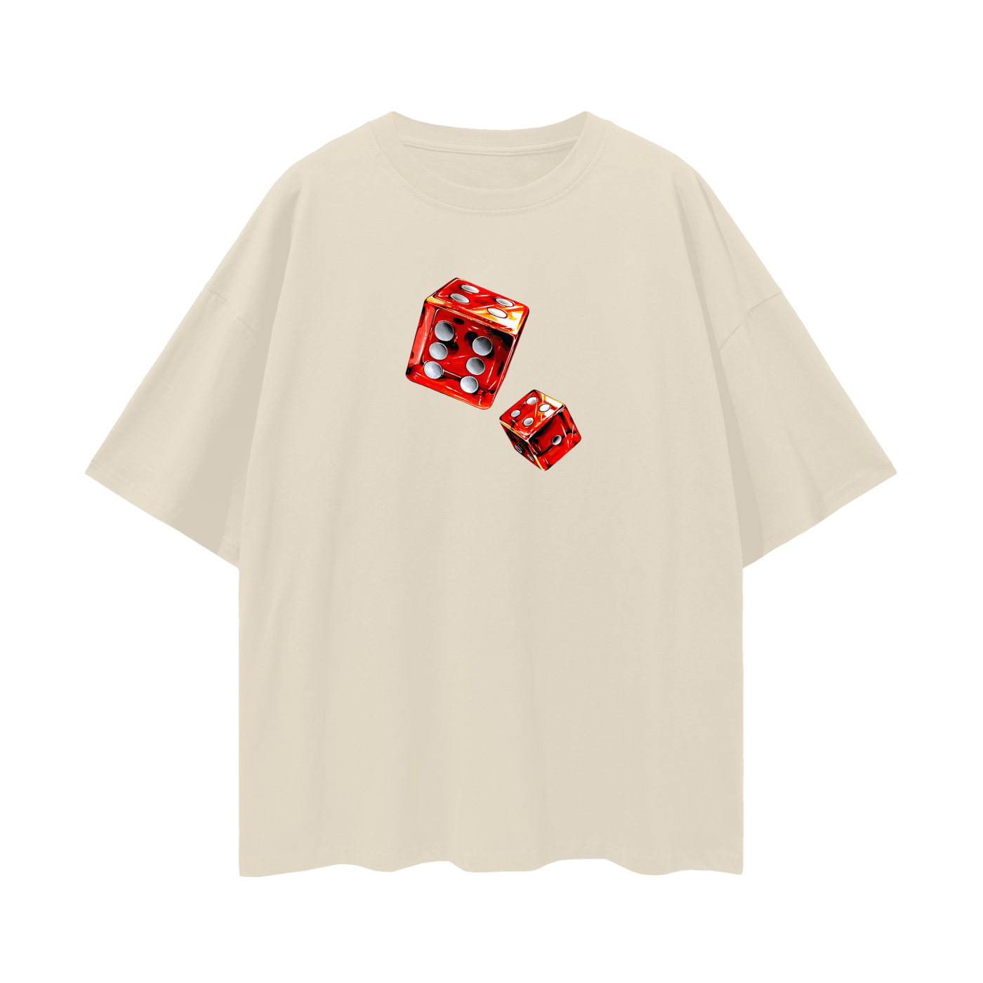 Vintage Like Dice Rolling Graphic Oversized T Shirt
