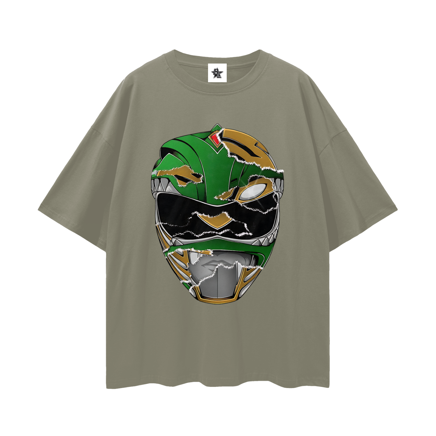 Vintage/Y2K Green Power Ranger Mask Oversized T Shirt