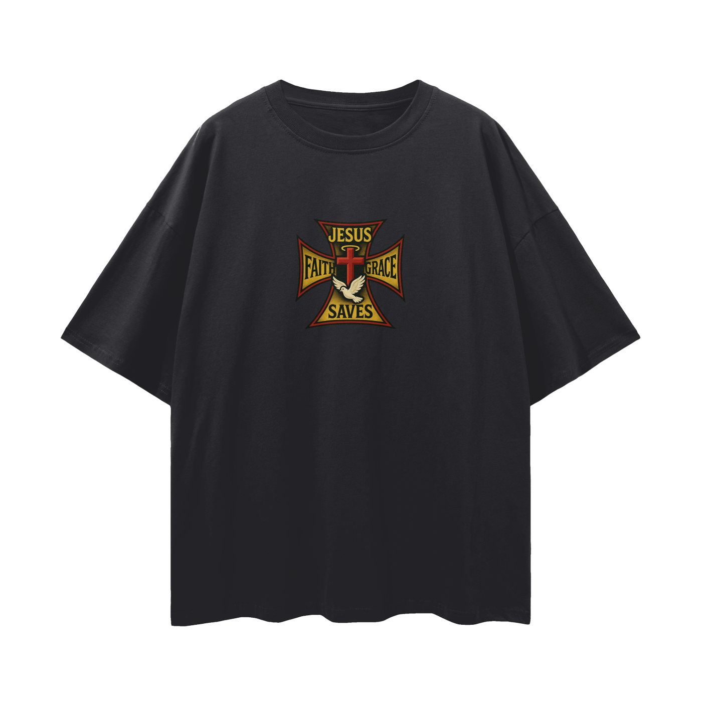 Religious Jesus Saves West Coast Choppers Like Graphic Oversized T Shirt