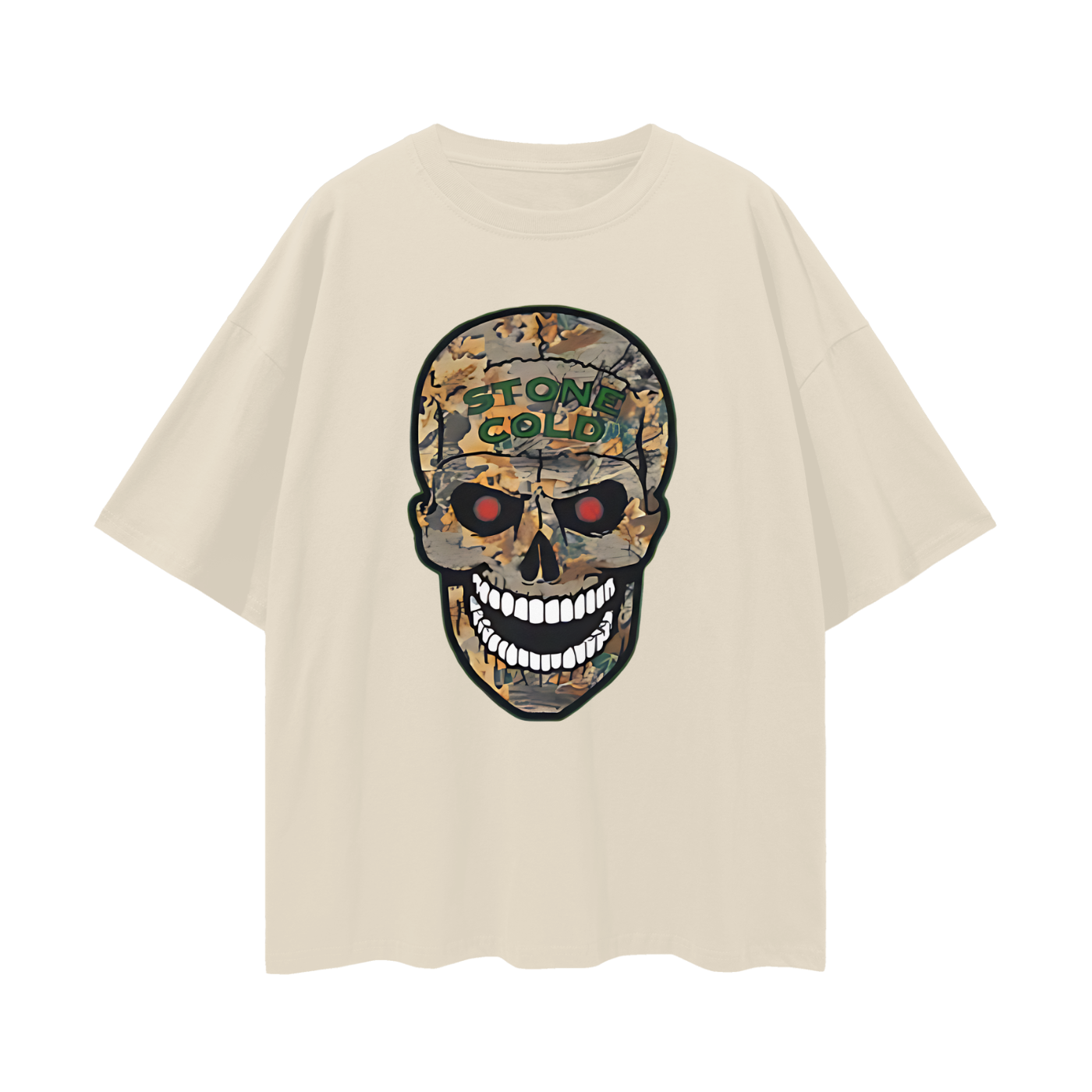 Vintage Like Camo Skull Cold Stone Steve Austin Oversized T Shirt