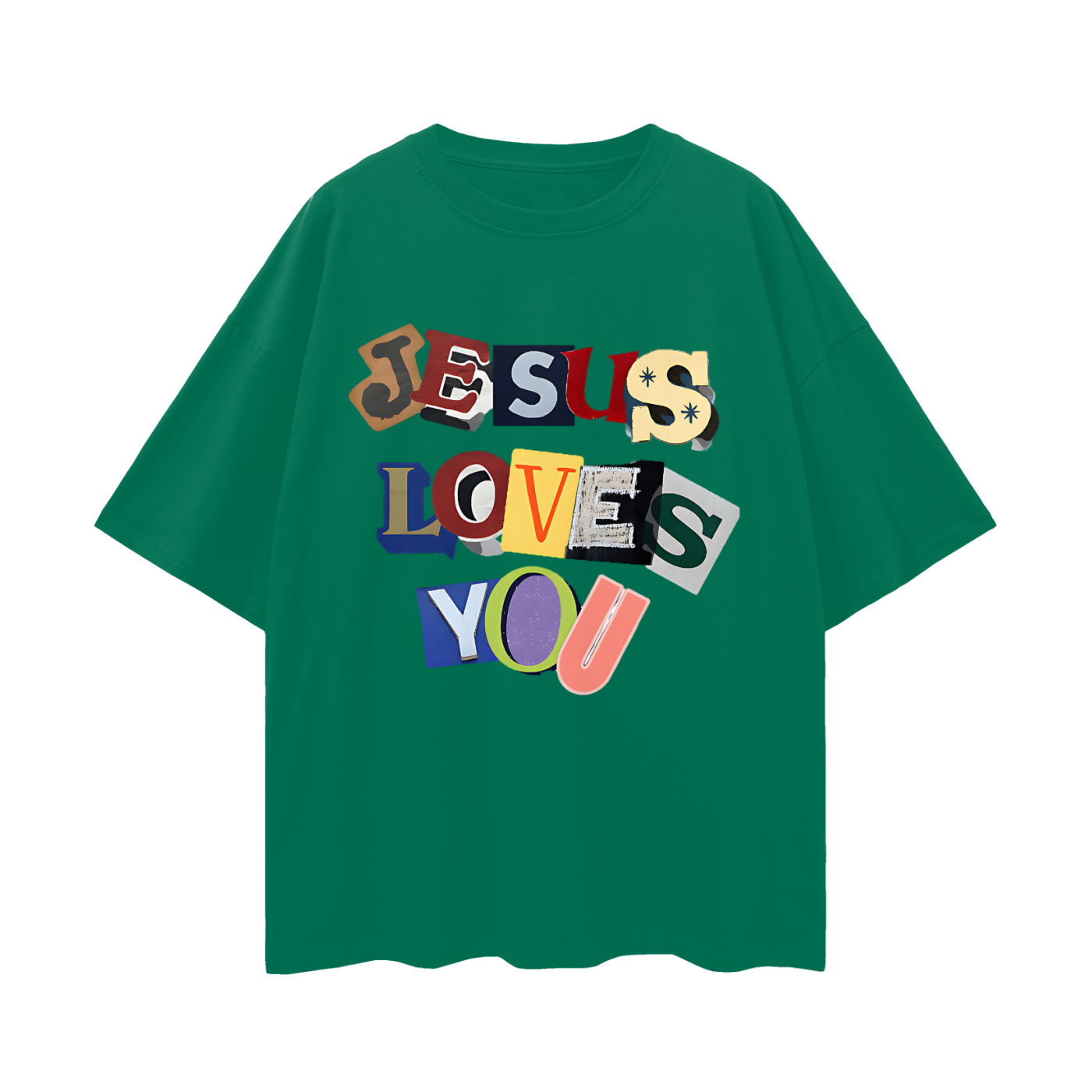 Religious Jesus Loves You Graphic Oversized T Shirt