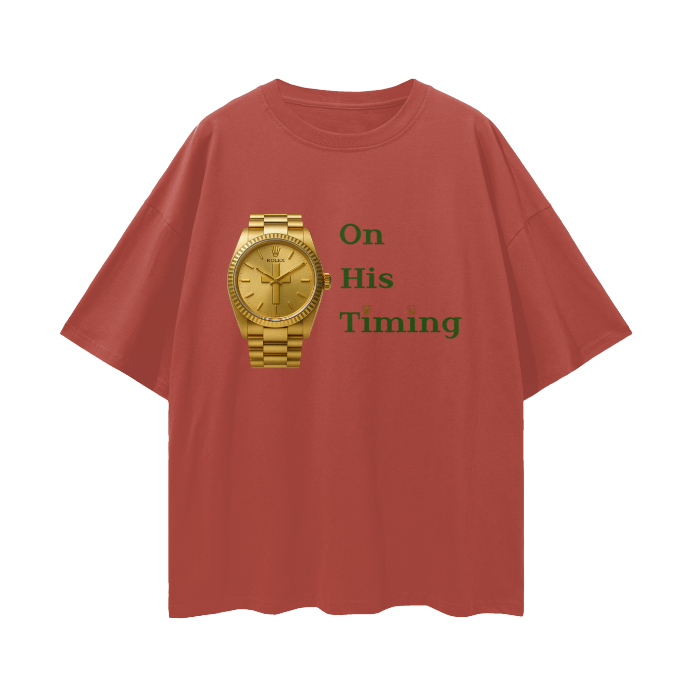 Religious Jesus On His Timing Rolex Like Graphic Oversized T Shirt