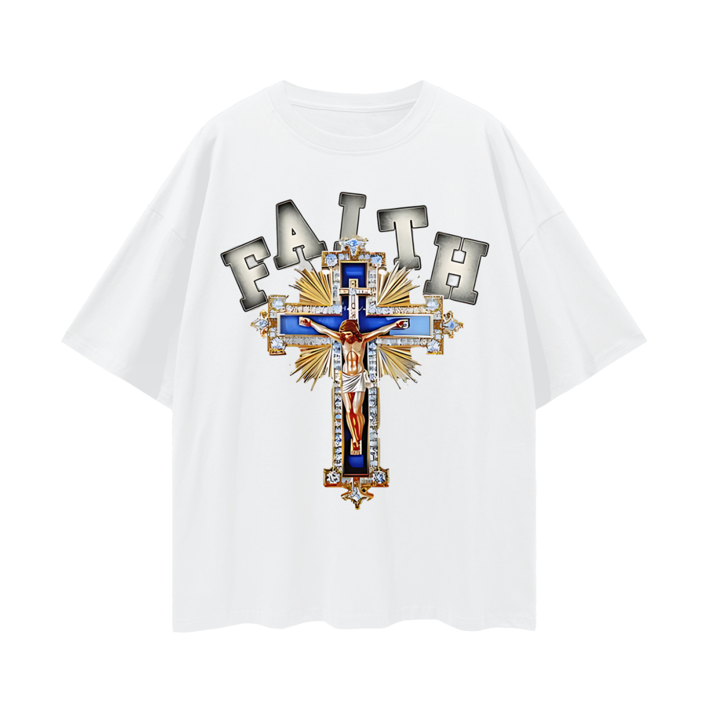 Religious Jesus Faith Cross Y2K Vintage Like Graphic Oversized T Shirt