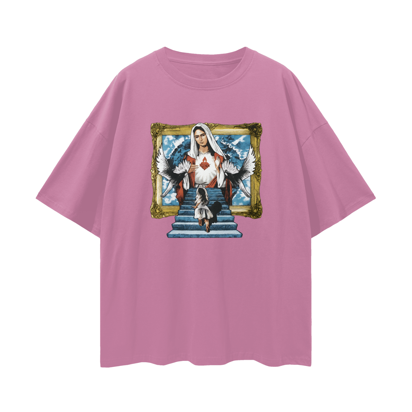 Religious Jesus Stairway To Heaven Graphic Oversized T Shirt